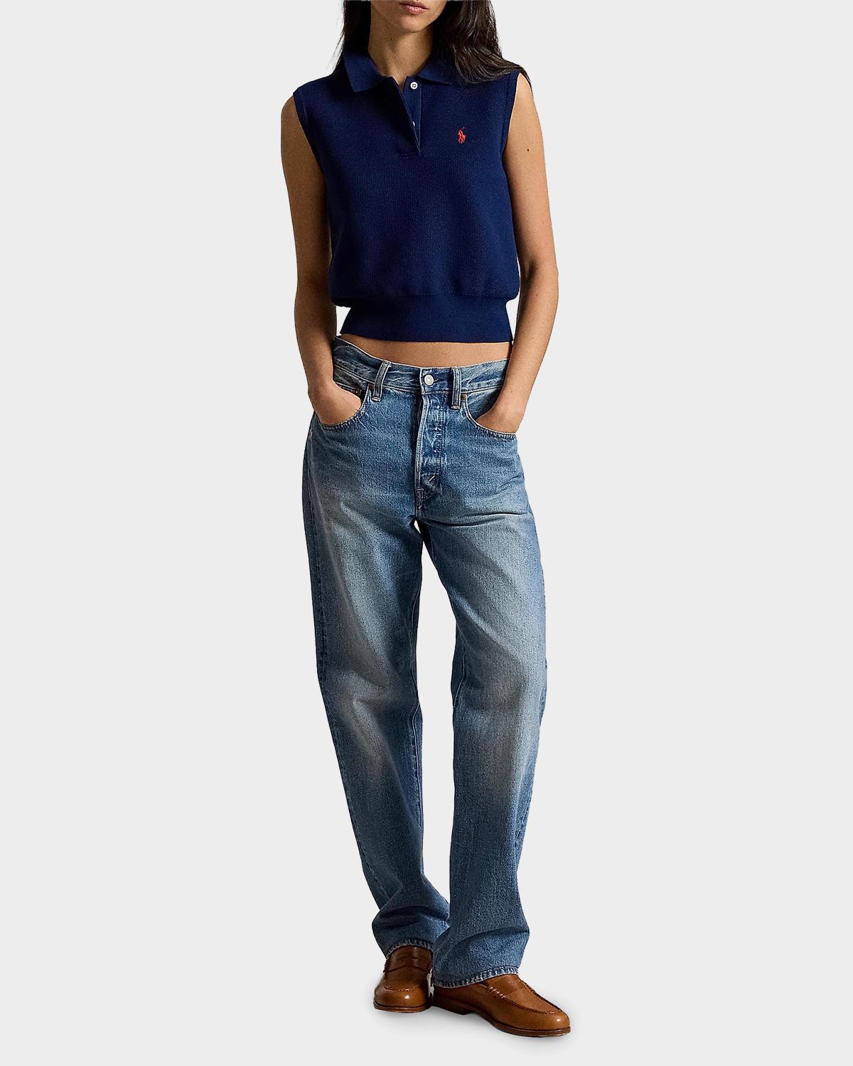 Logo Cotton Crop Polo Top - thumbnail 2