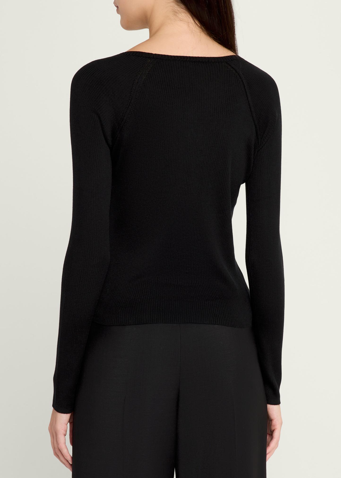 Darlene Ribbed Silk-Cashmere Cardigan - thumbnail 2