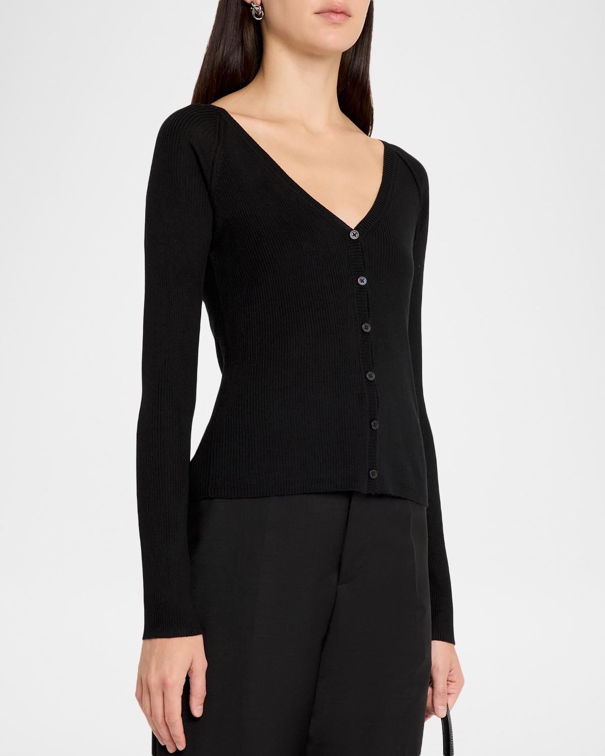 Darlene Ribbed Silk-Cashmere Cardigan - thumbnail 4
