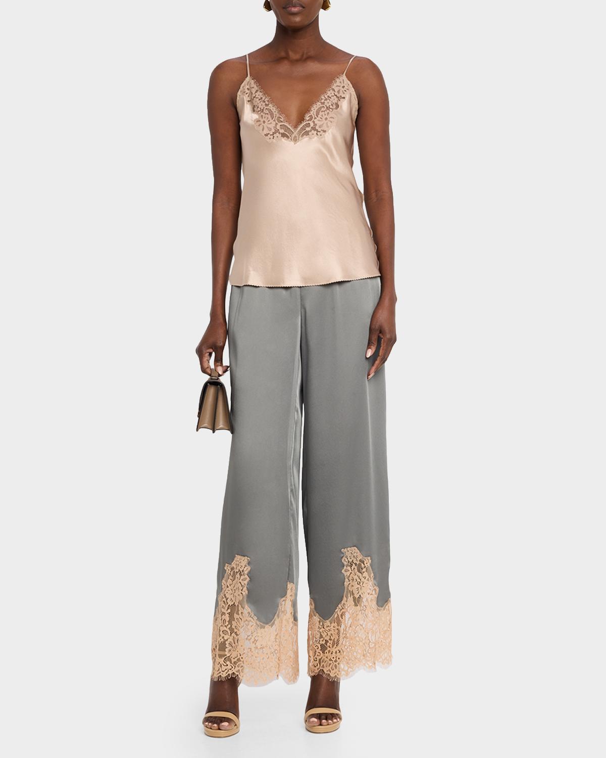 Mirel Lace-Trim Satin Pants - thumbnail 2