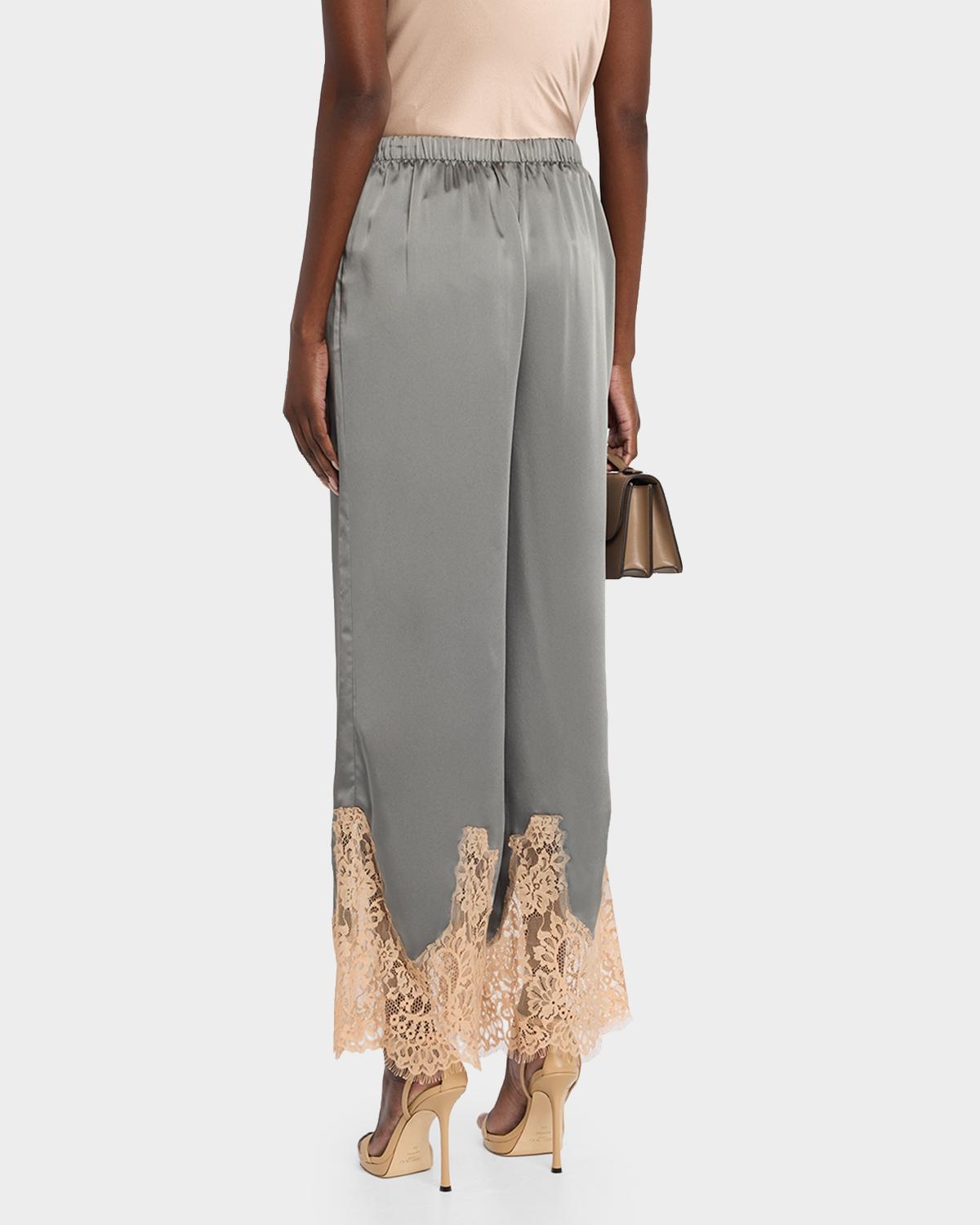 Mirel Lace-Trim Satin Pants - thumbnail 3