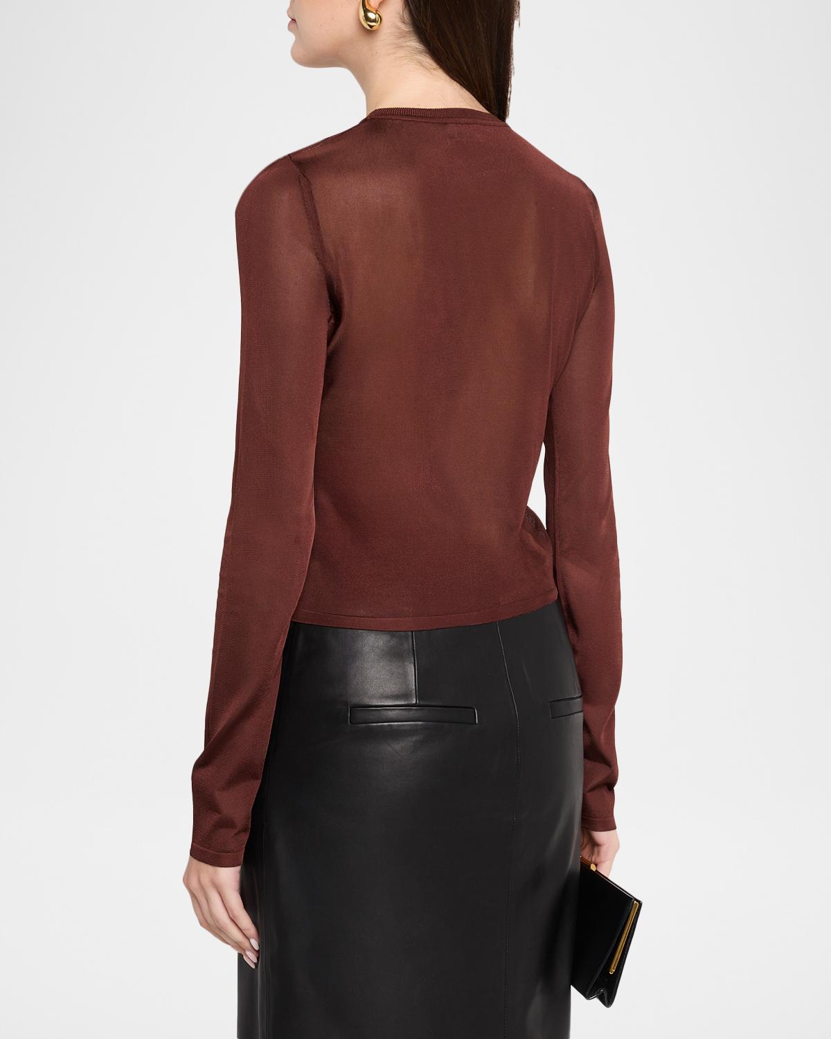 Cassandre Sheer Knit Long-Sleeve Top - thumbnail 3
