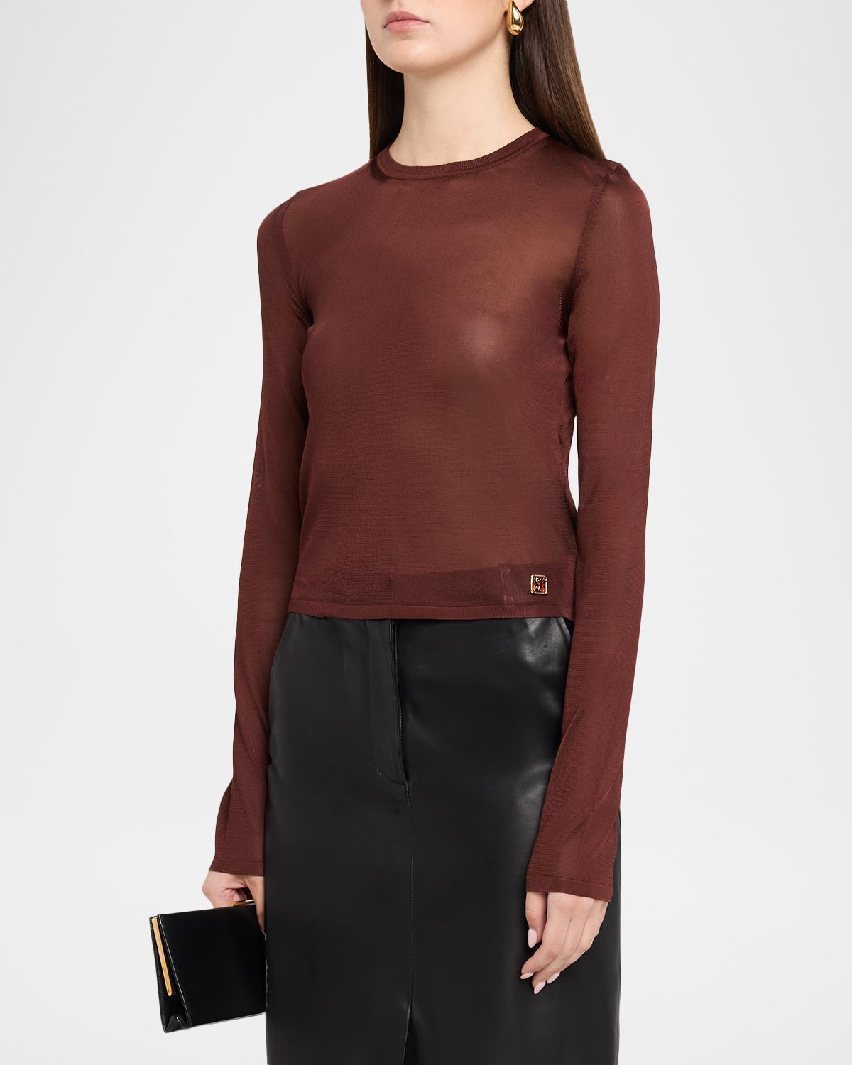 Cassandre Sheer Knit Long-Sleeve Top - thumbnail 4