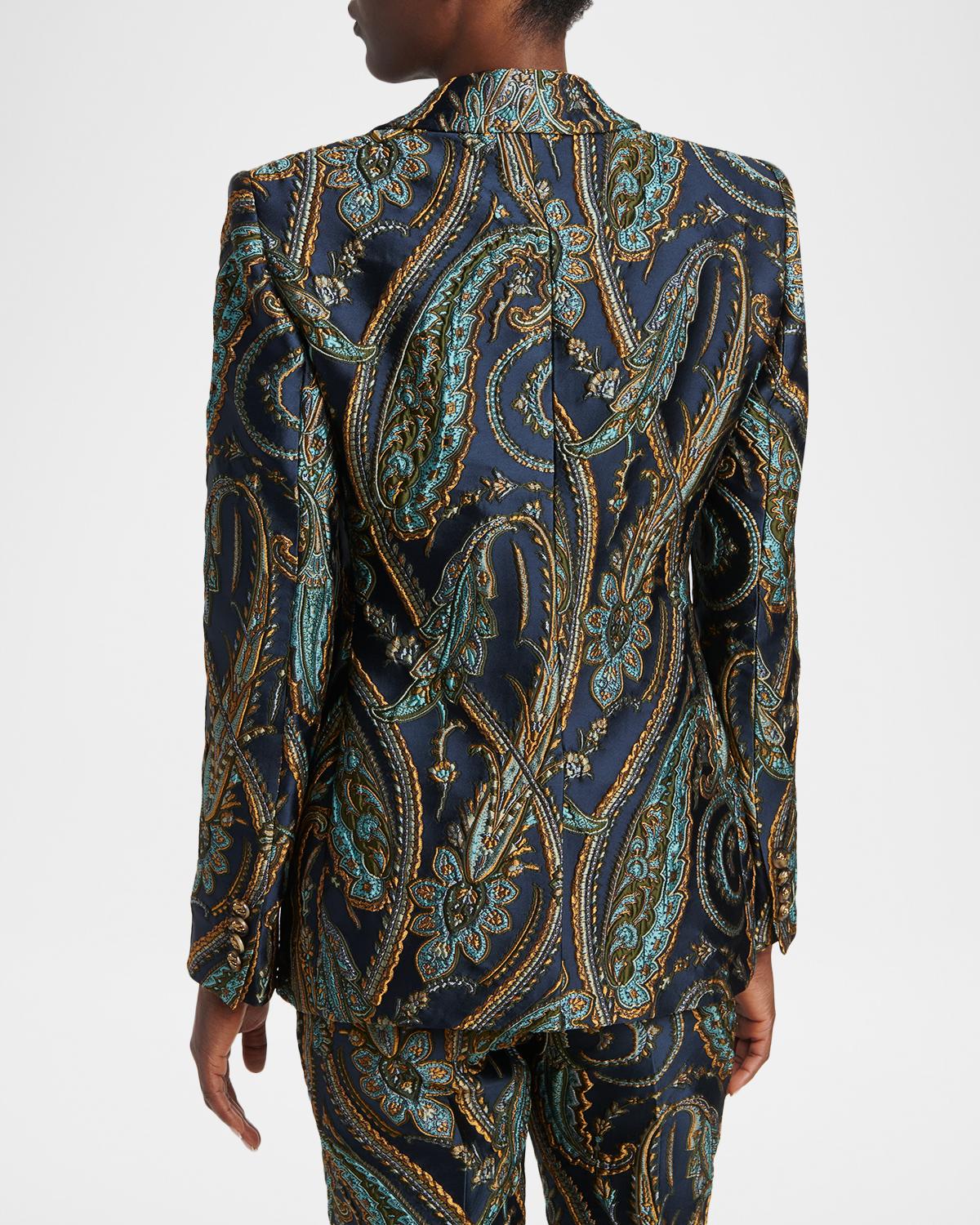 Paisley Jacquard Single-Breasted Fitted Jacket - thumbnail 3