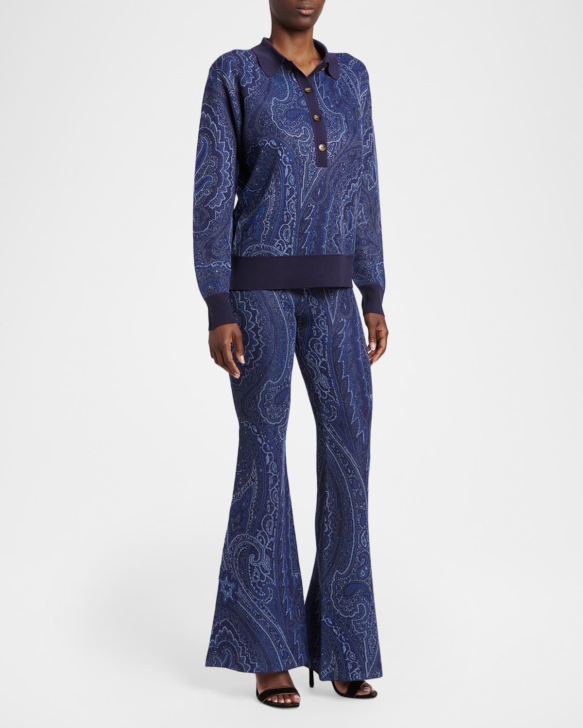 Paisley Knit Flare Trousers - thumbnail 2