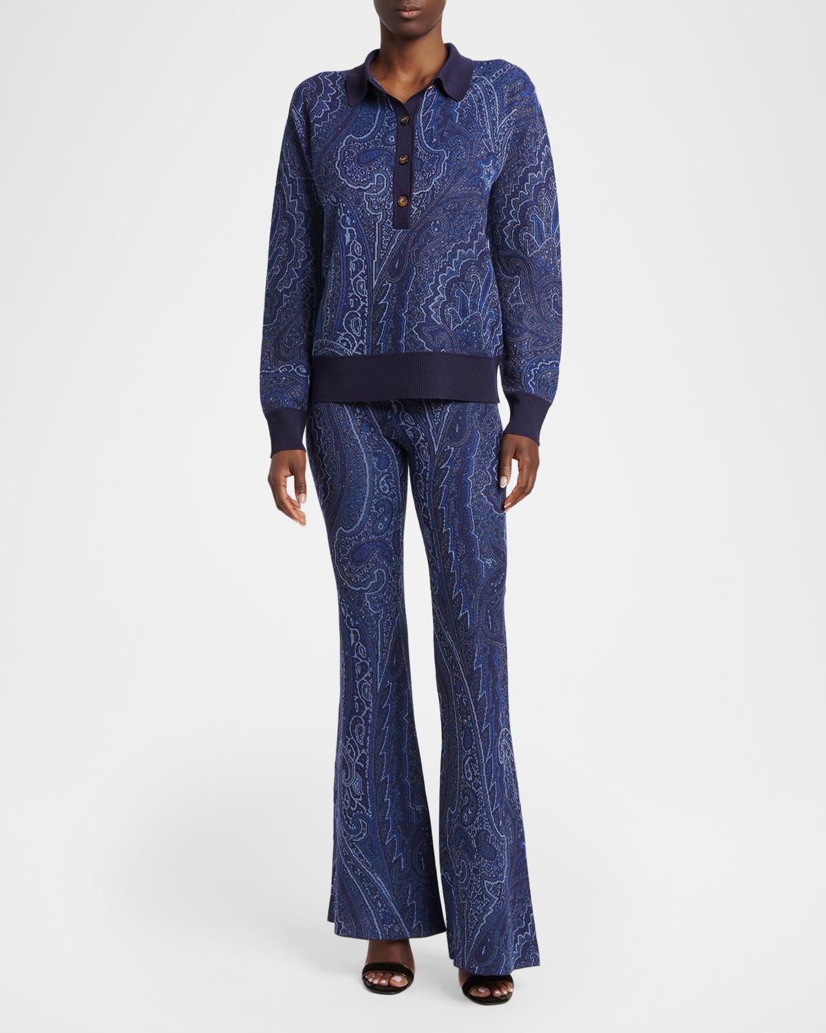 Paisley Wool-Cashmere Polo Sweater - thumbnail 2