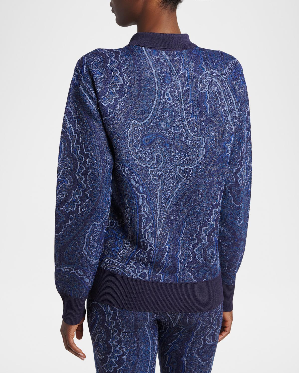 Paisley Wool-Cashmere Polo Sweater - thumbnail 3