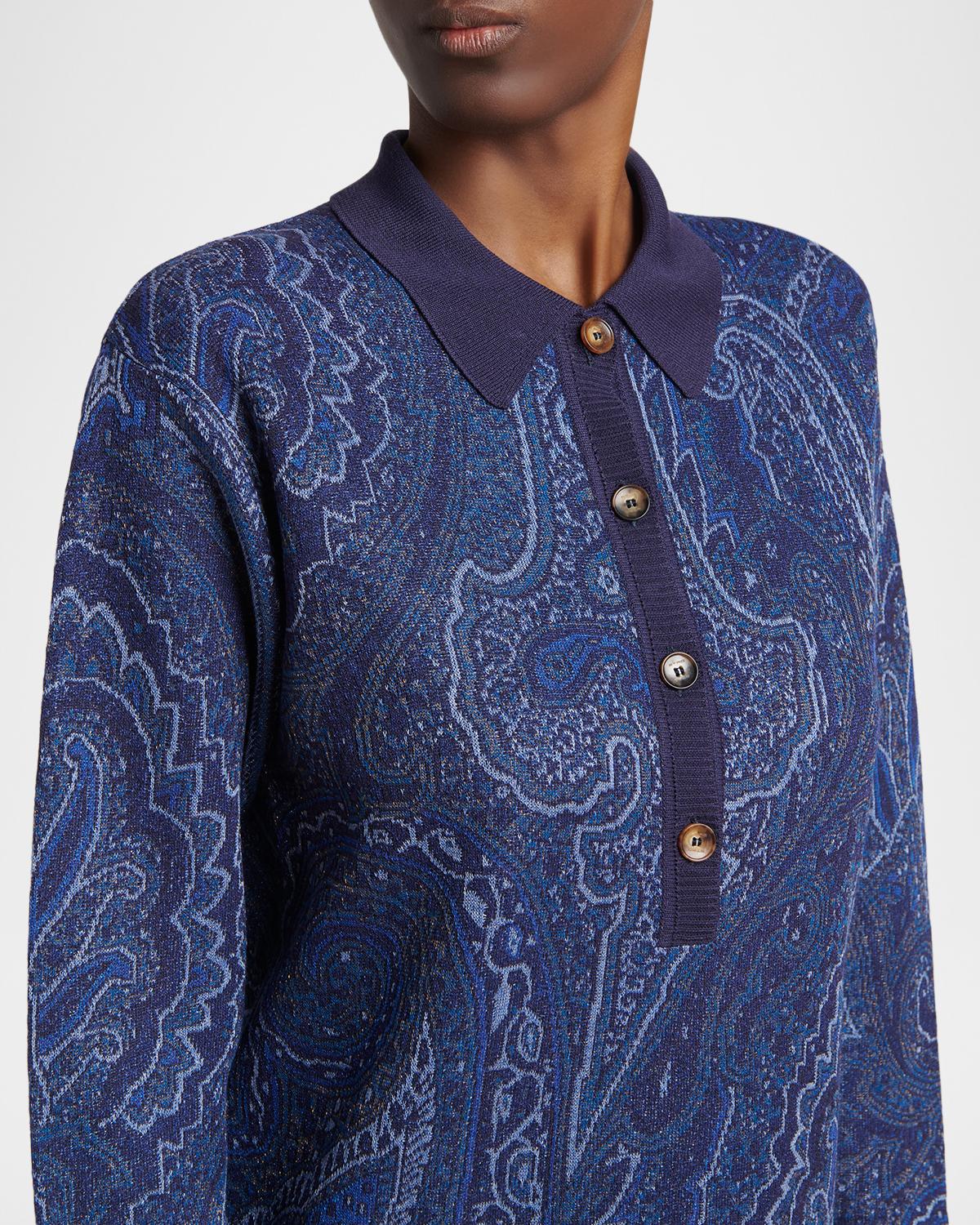 Paisley Wool-Cashmere Polo Sweater - thumbnail 5