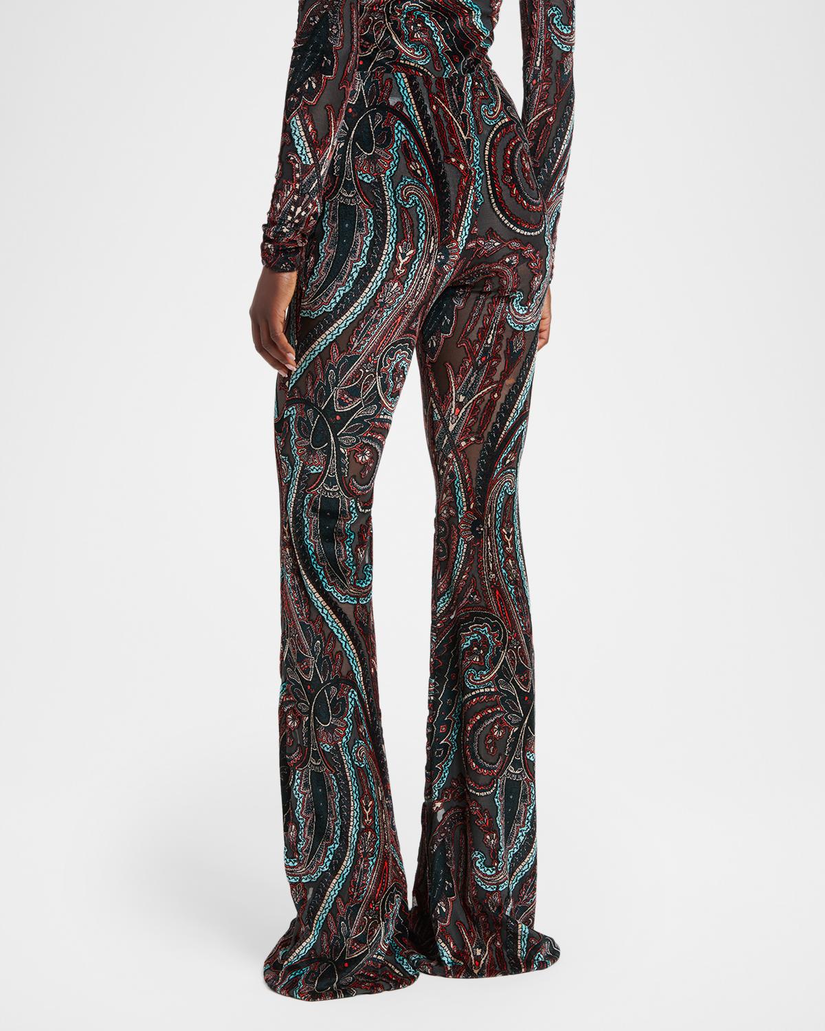 Paisley Velvet Burnout Flare Pants - thumbnail 3
