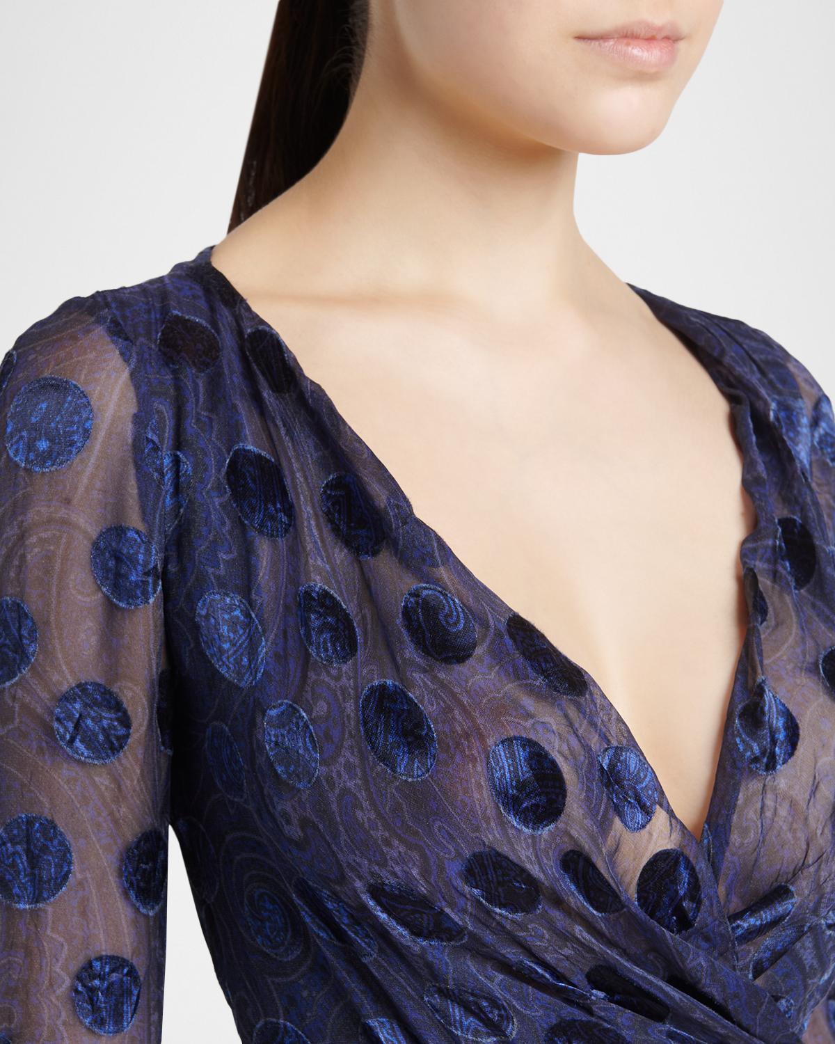 Silk Semi-Sheer Polka Dot Long Dress - thumbnail 5
