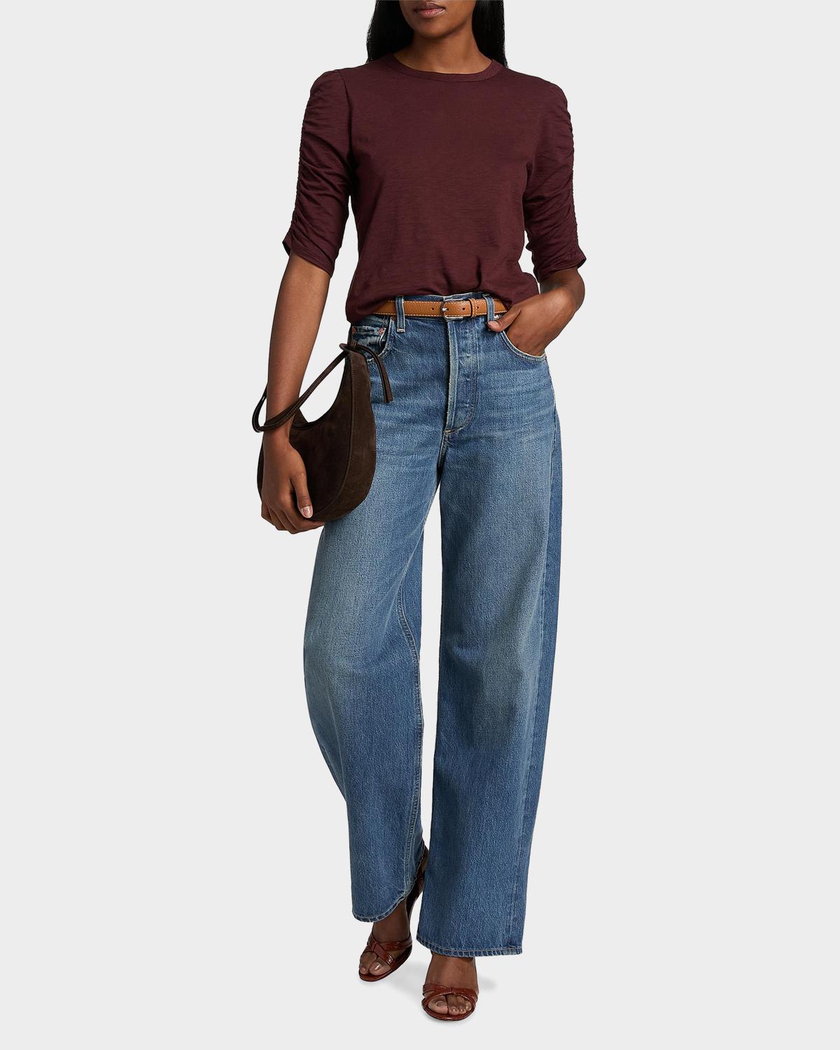 Waldorf Ruched-Sleeve Cotton Tee - thumbnail 2