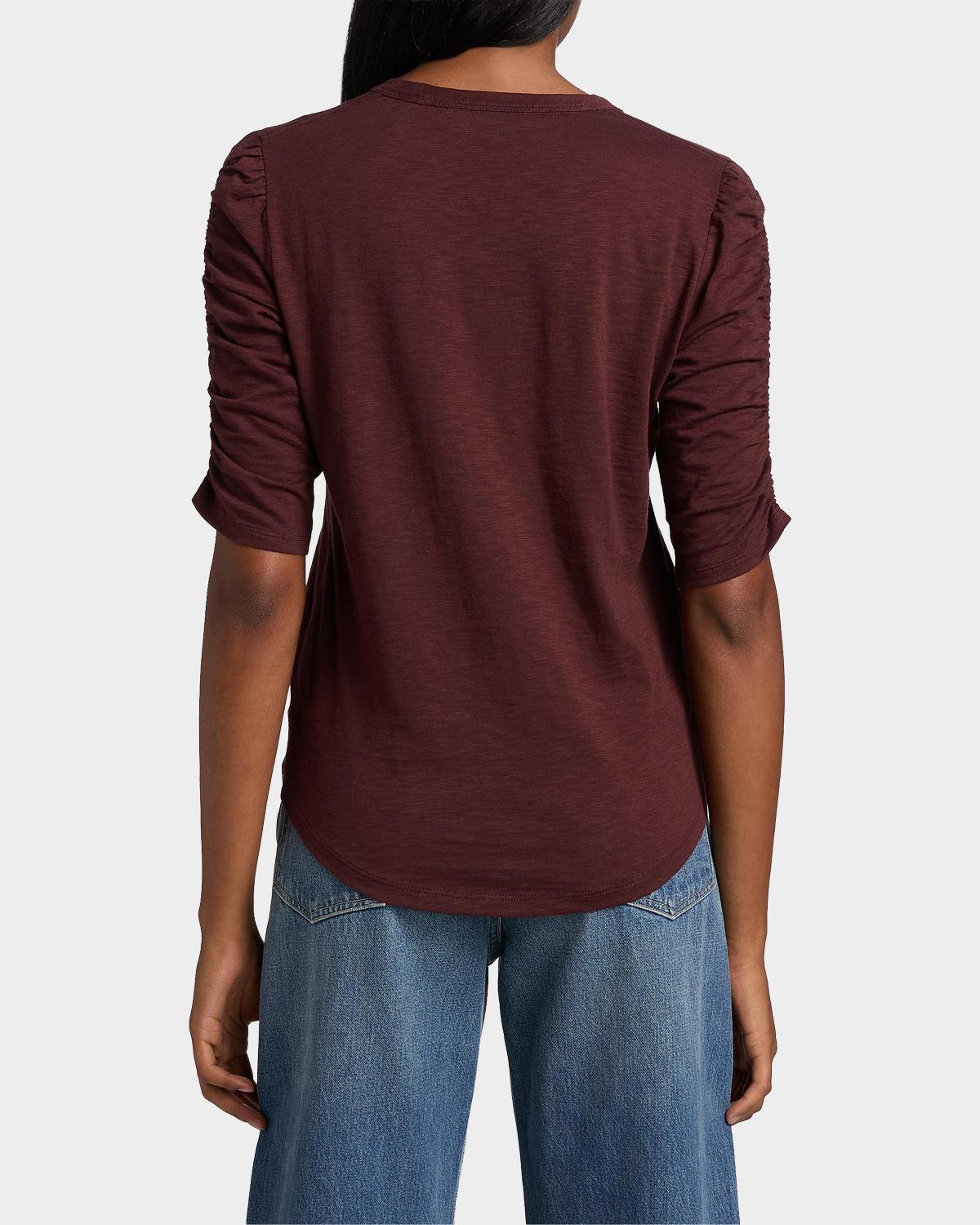 Waldorf Ruched-Sleeve Cotton Tee - thumbnail 3