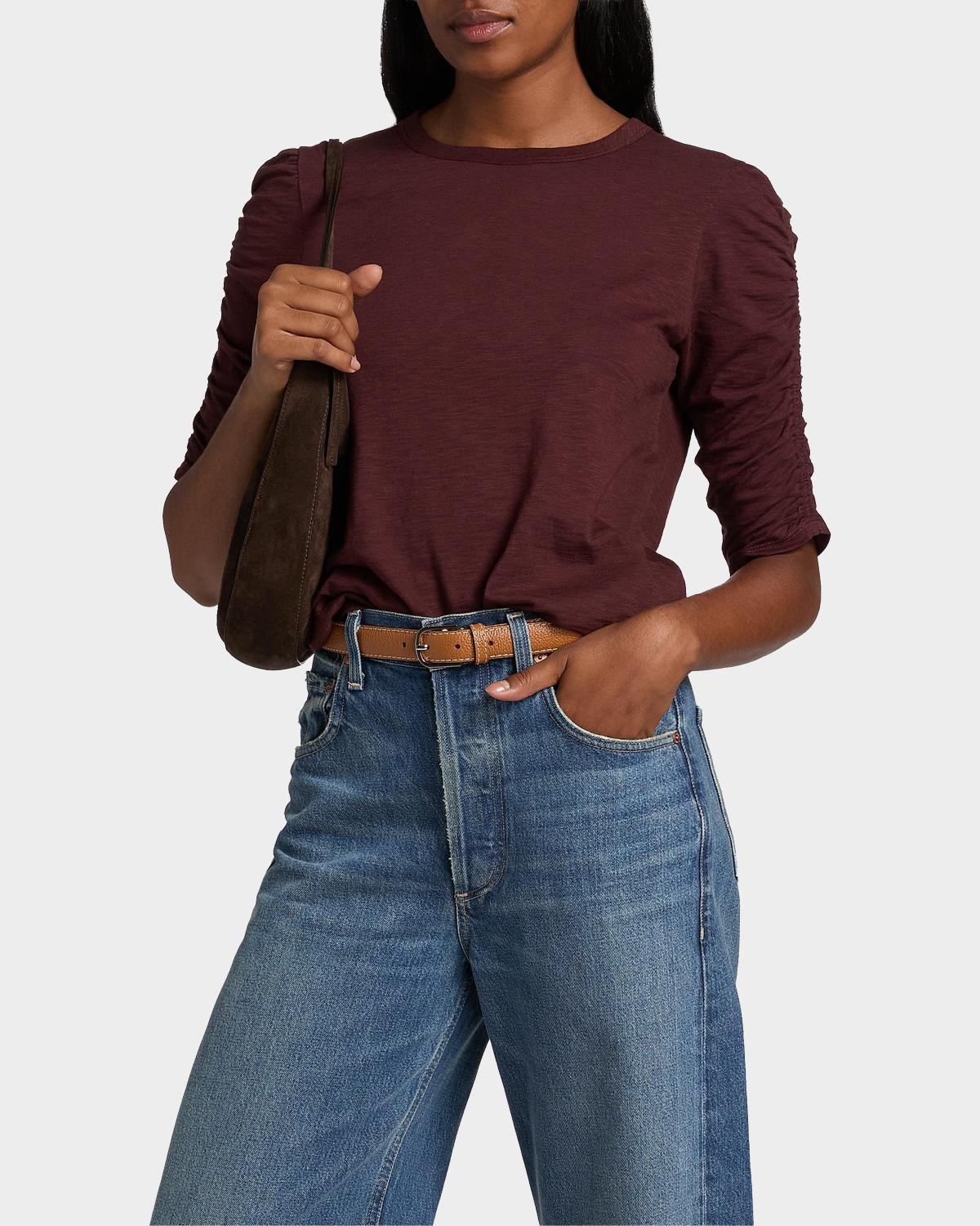 Waldorf Ruched-Sleeve Cotton Tee - thumbnail 4