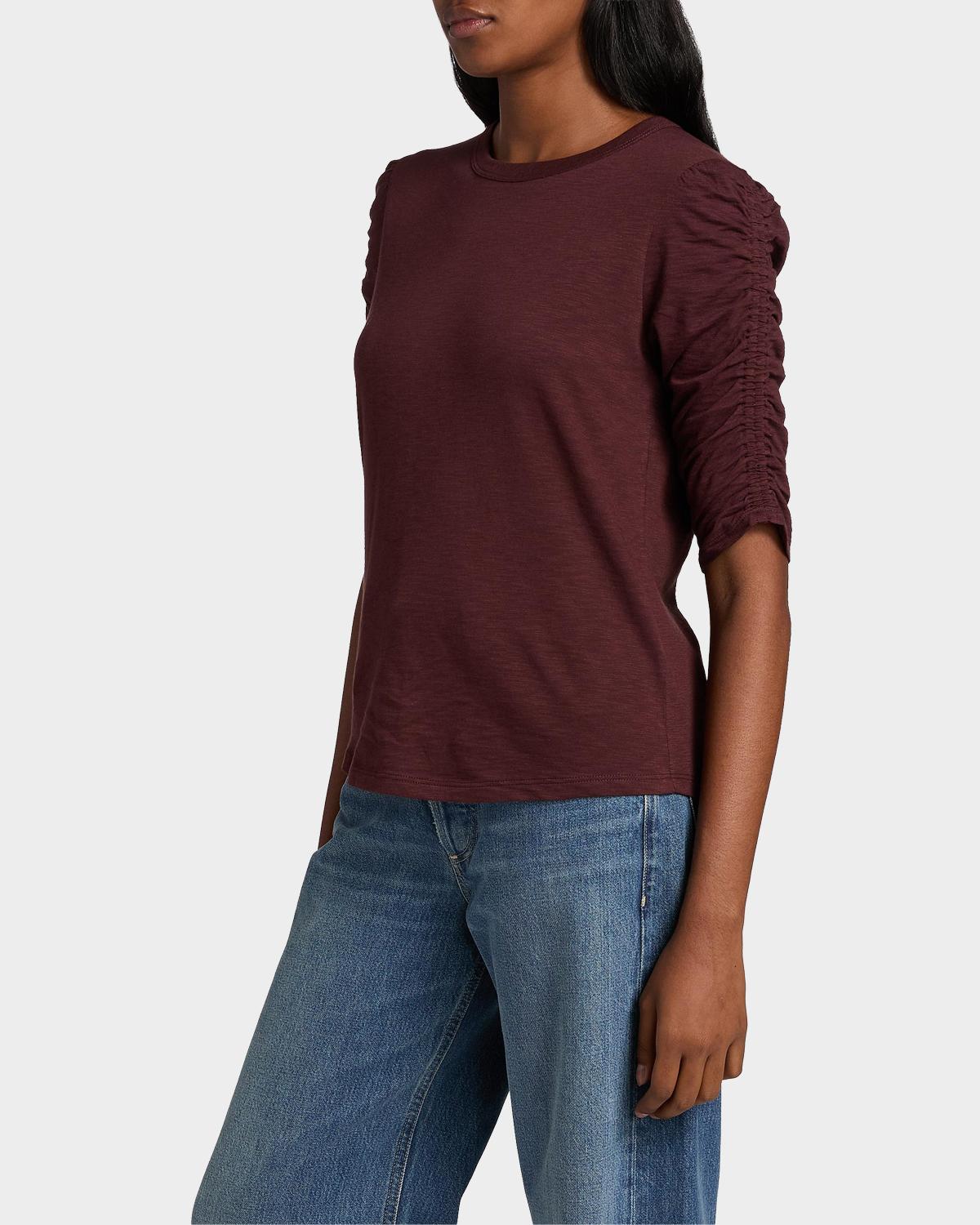 Waldorf Ruched-Sleeve Cotton Tee - thumbnail 6
