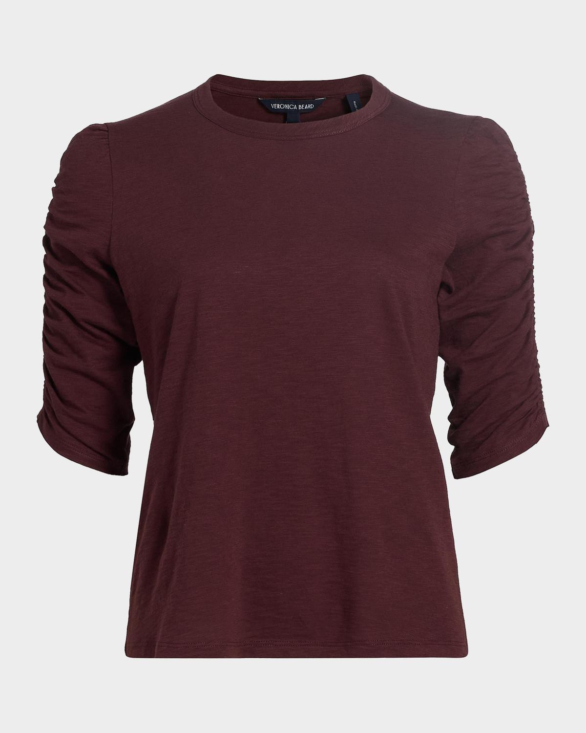 Waldorf Ruched-Sleeve Cotton Tee