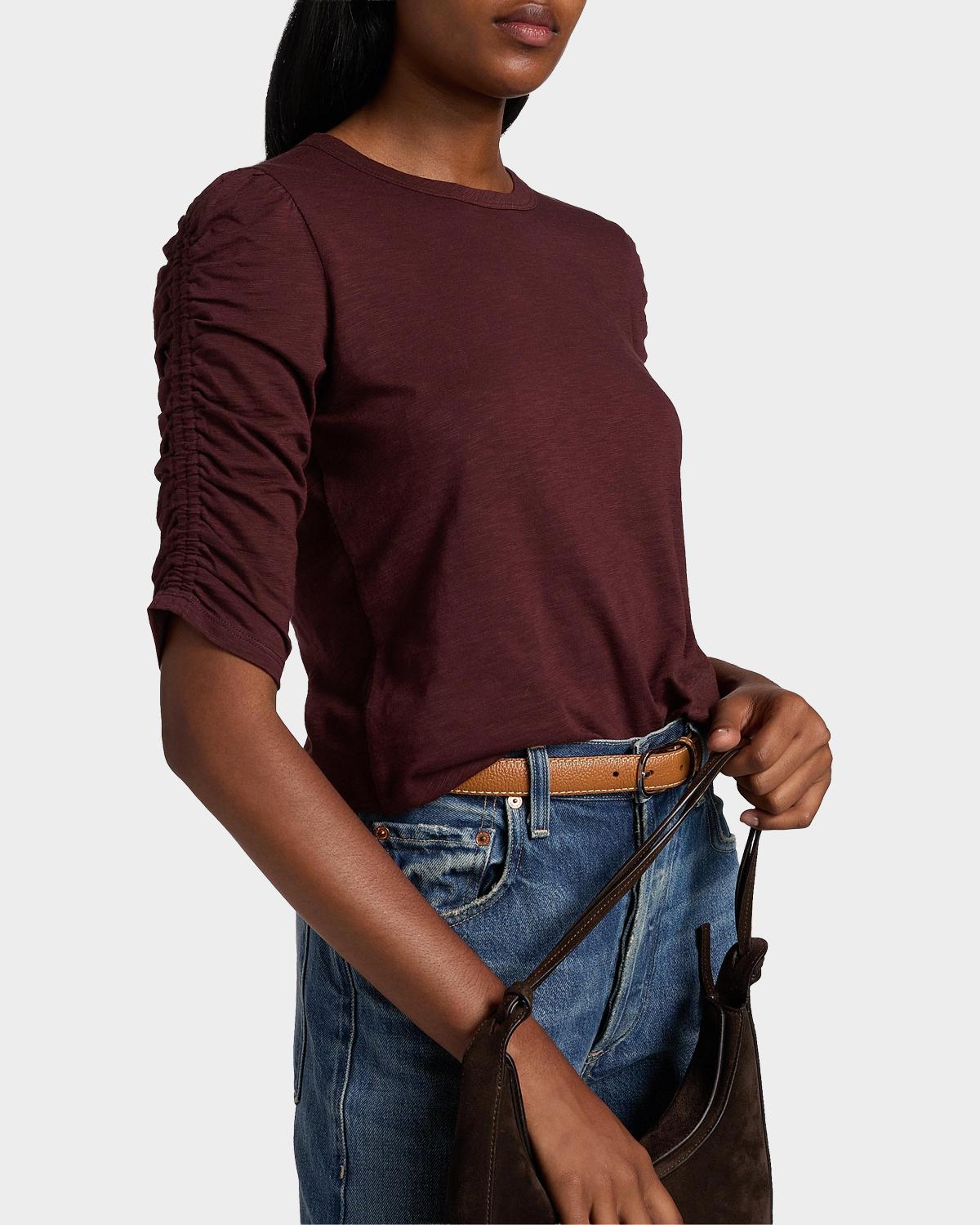 Waldorf Ruched-Sleeve Cotton Tee - thumbnail 7