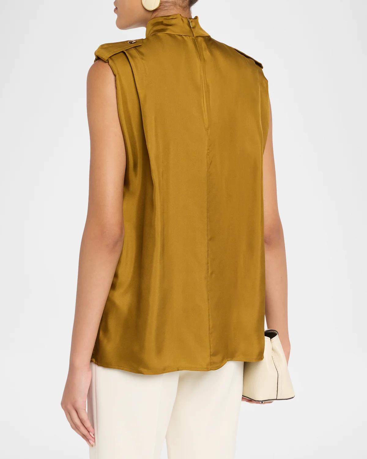 Sleeveless Tuck Satin Top - thumbnail 3