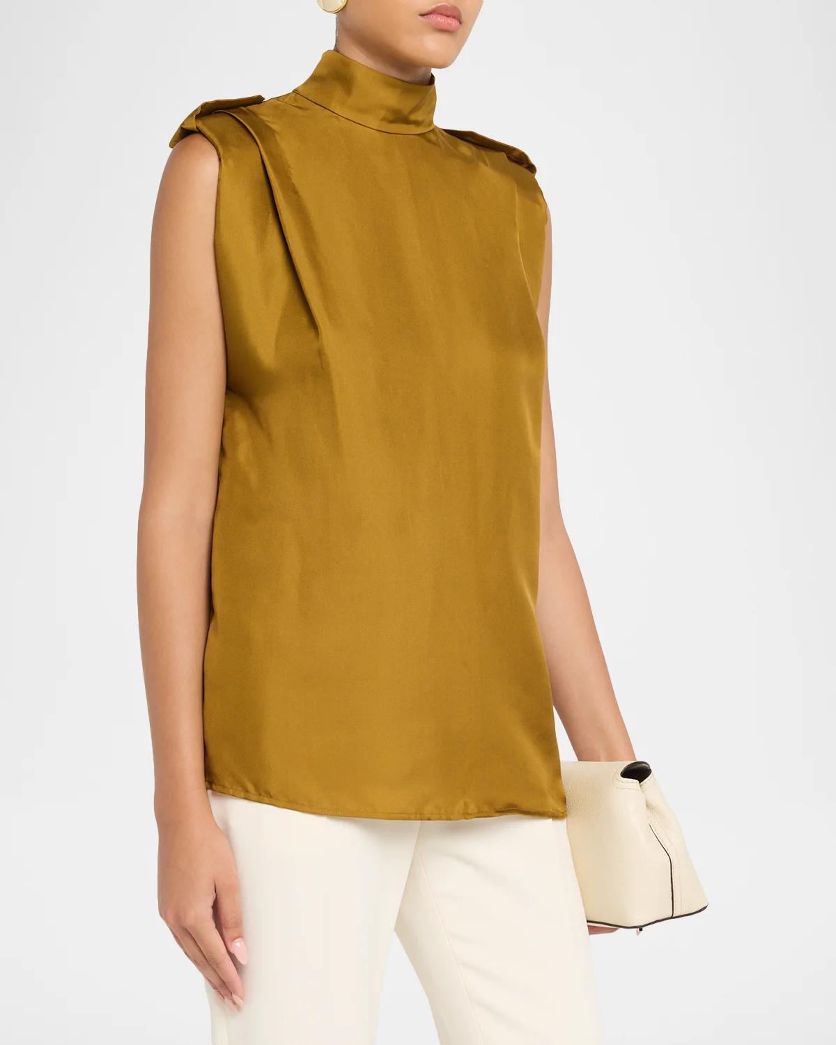 Sleeveless Tuck Satin Top - thumbnail 4