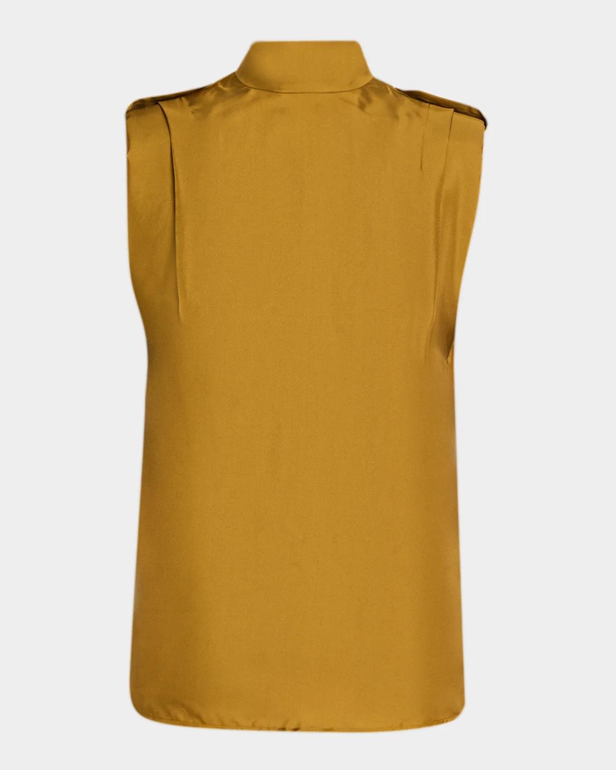 Sleeveless Tuck Satin Top