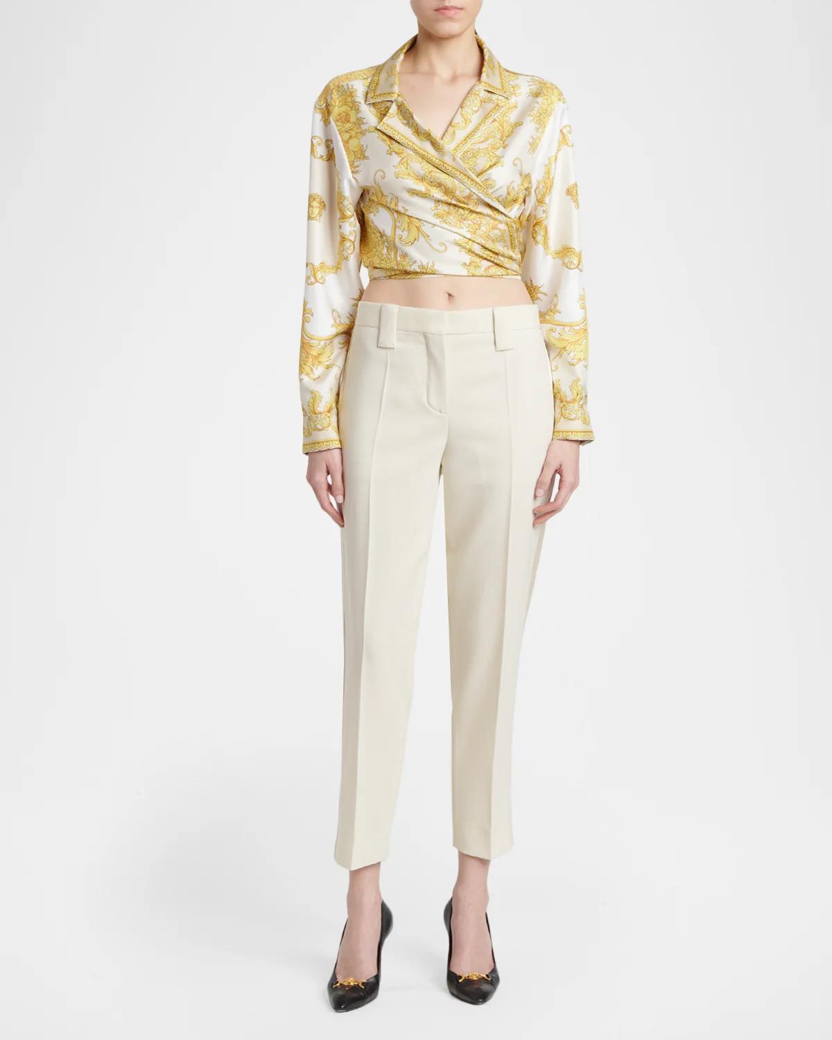 New Barocco Cropped Silk Twill Shirt - thumbnail 2