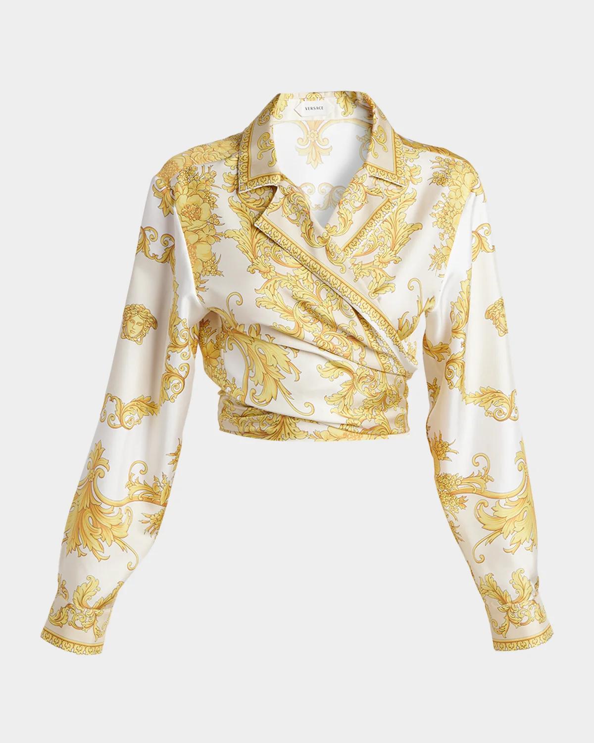 New Barocco Cropped Silk Twill Shirt