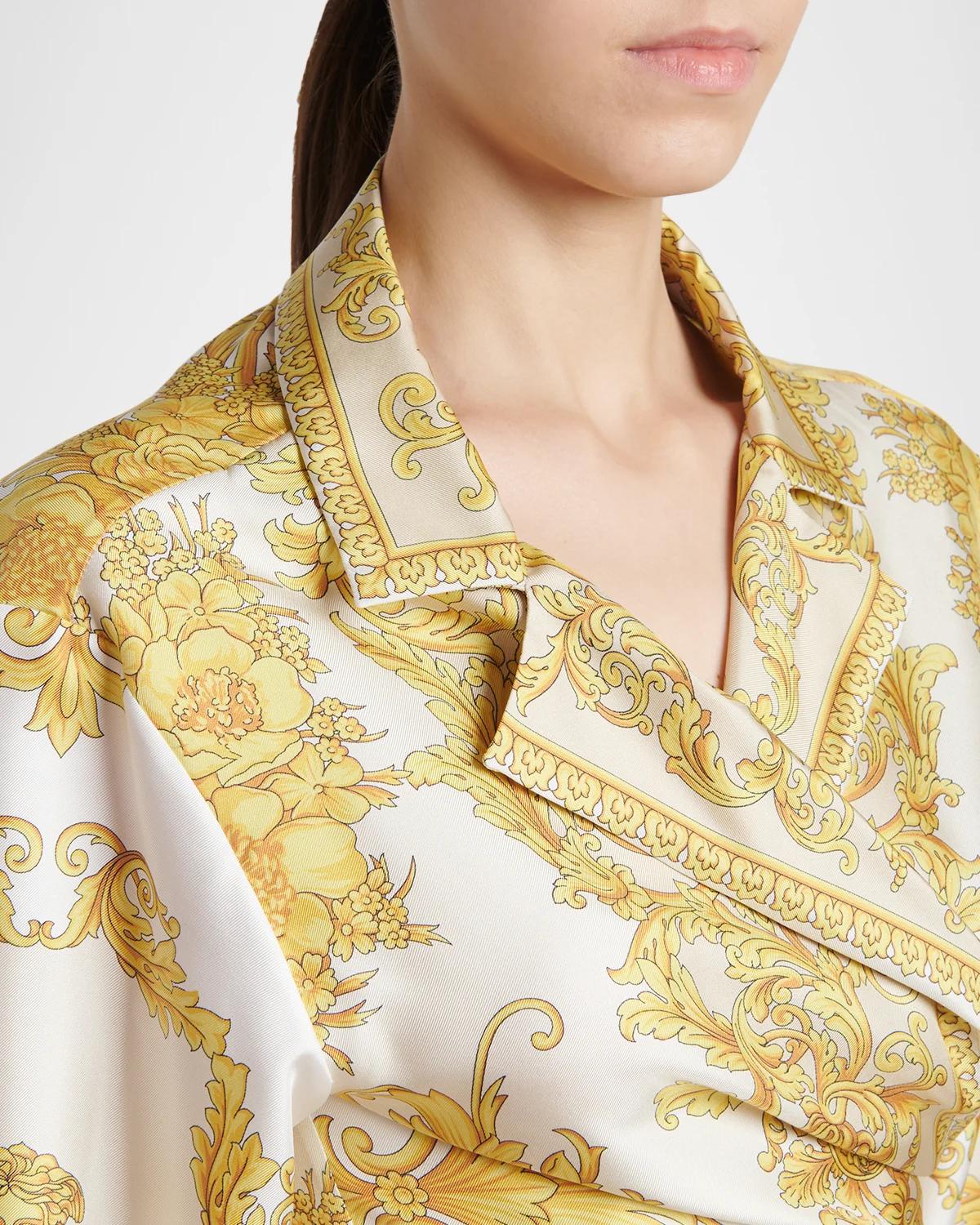 New Barocco Cropped Silk Twill Shirt - thumbnail 5