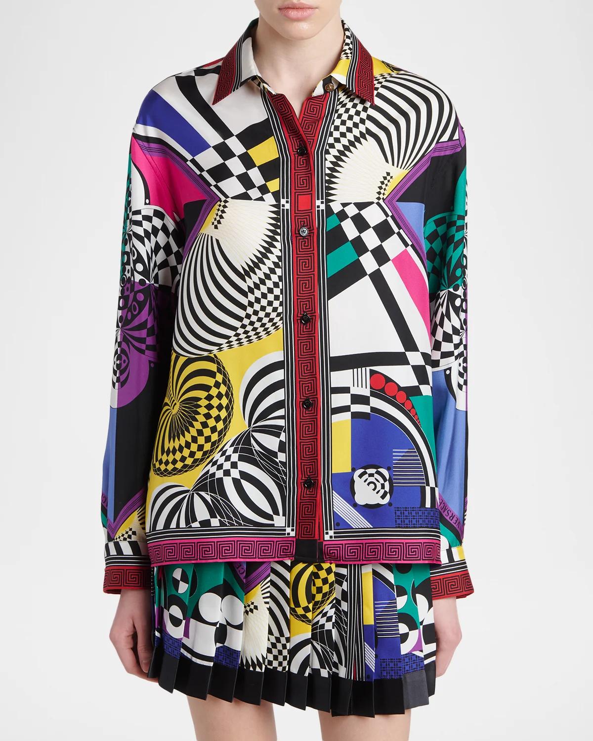 Printed Silk Twill Shirt - thumbnail 4