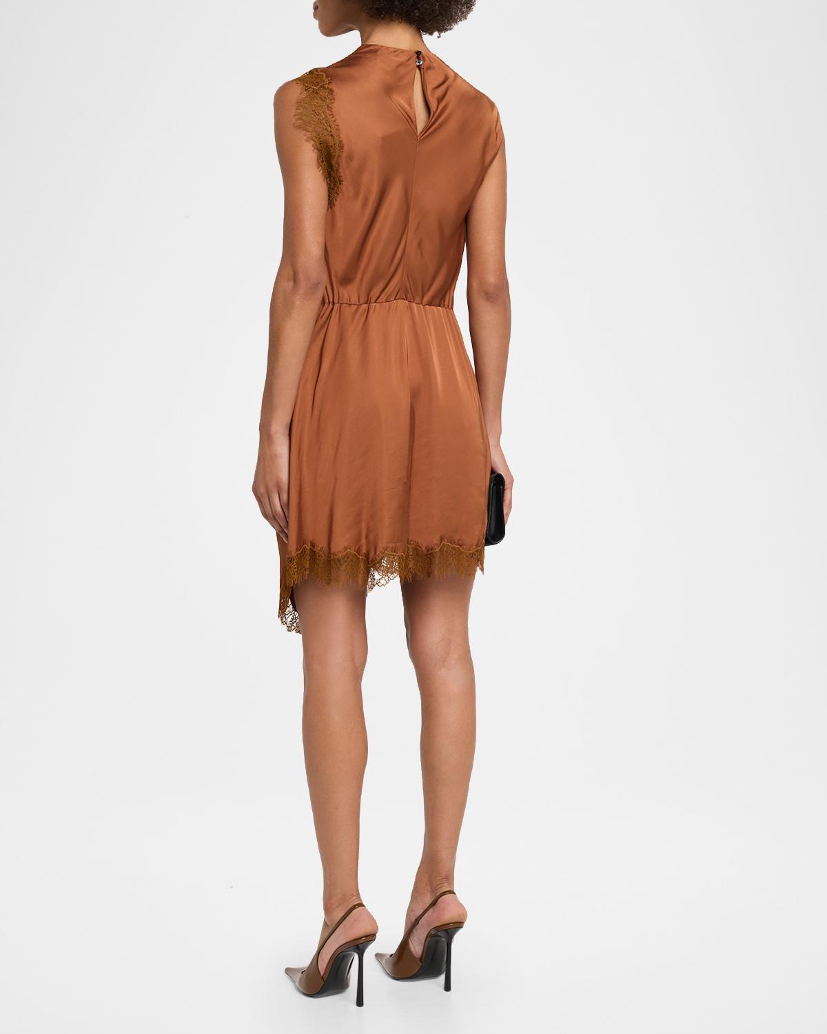 Dion Draped Satin Lace Mini Dress - thumbnail 3