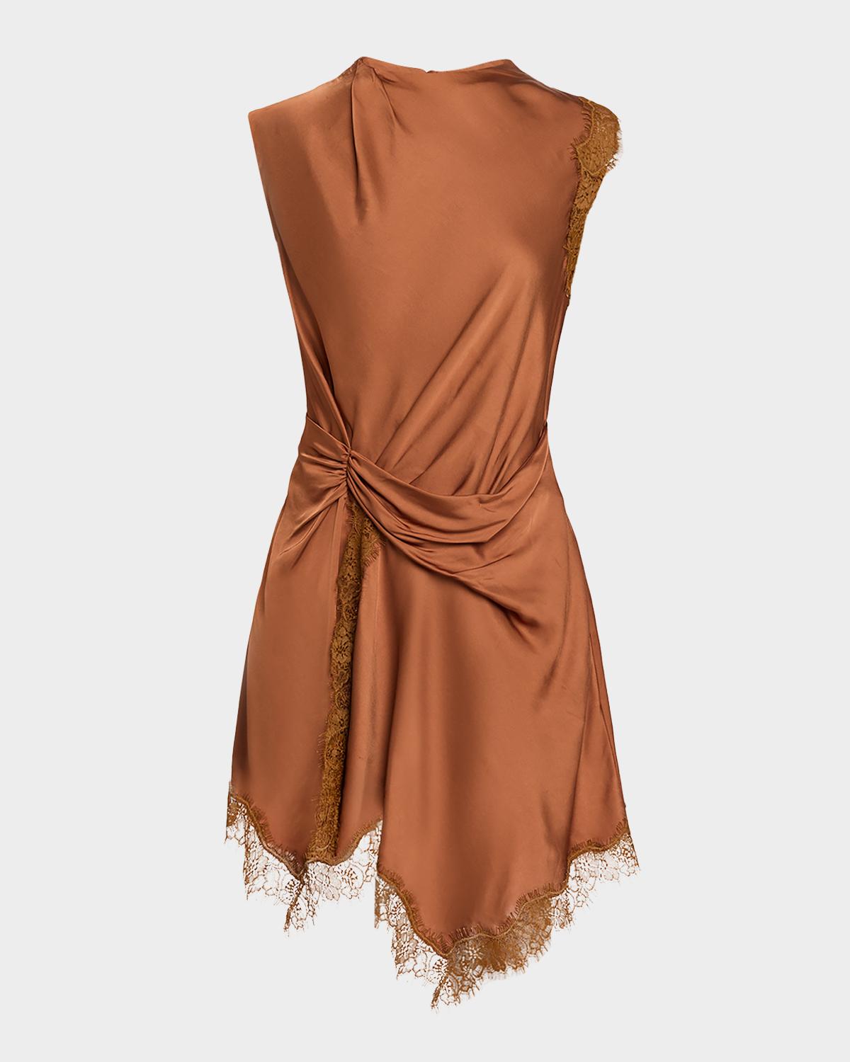 Dion Draped Satin Lace Mini Dress