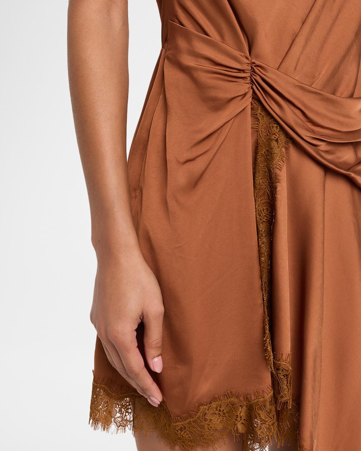 Dion Draped Satin Lace Mini Dress - thumbnail 5