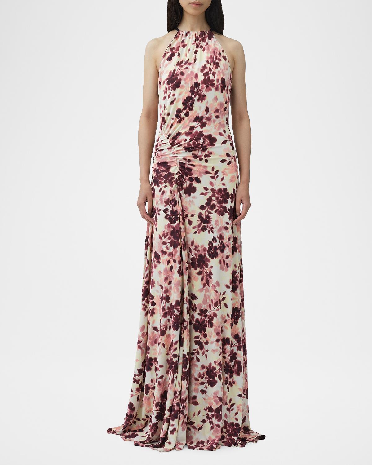 Cerin Floral-Print Jersey Halter Maxi Dress