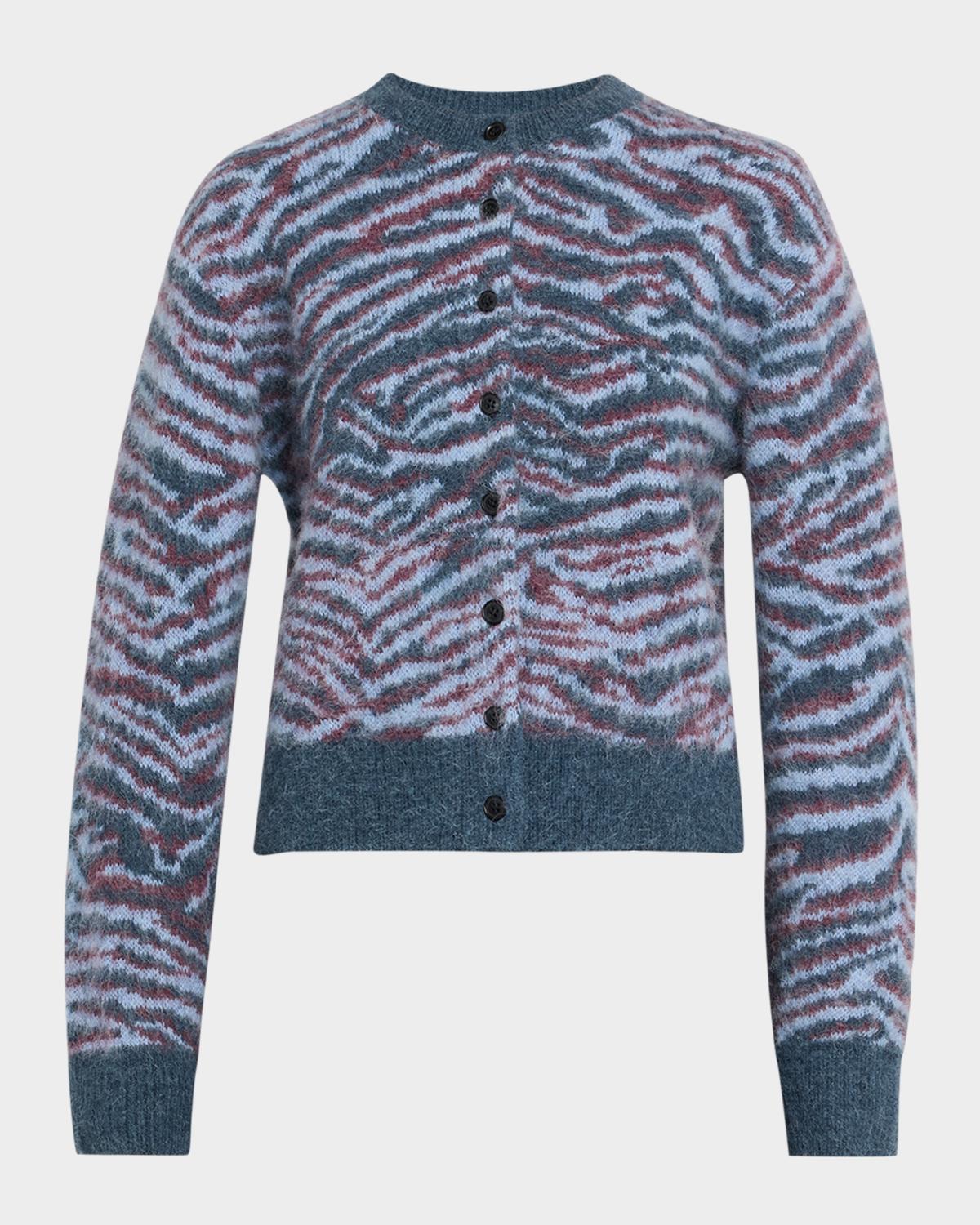 Tiger-Print Alpaca-Blend Cardigan