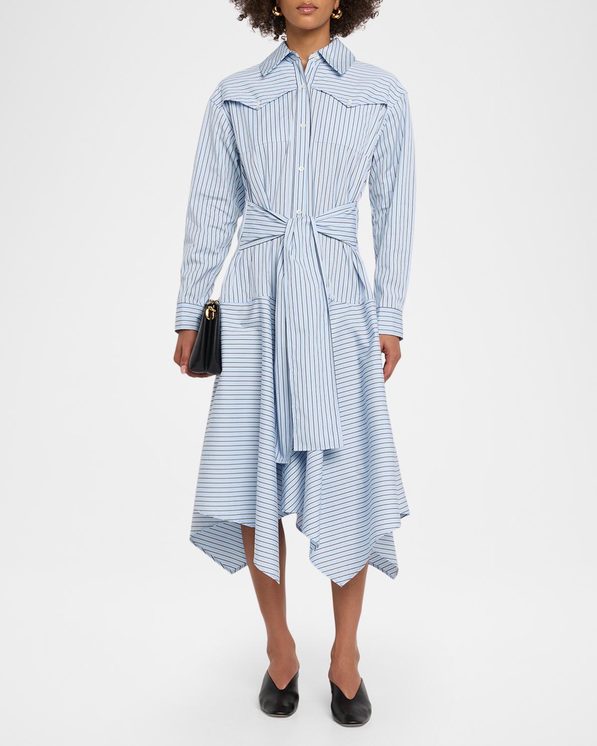 Striped Handkerchief Midi Shirtdress - thumbnail 2