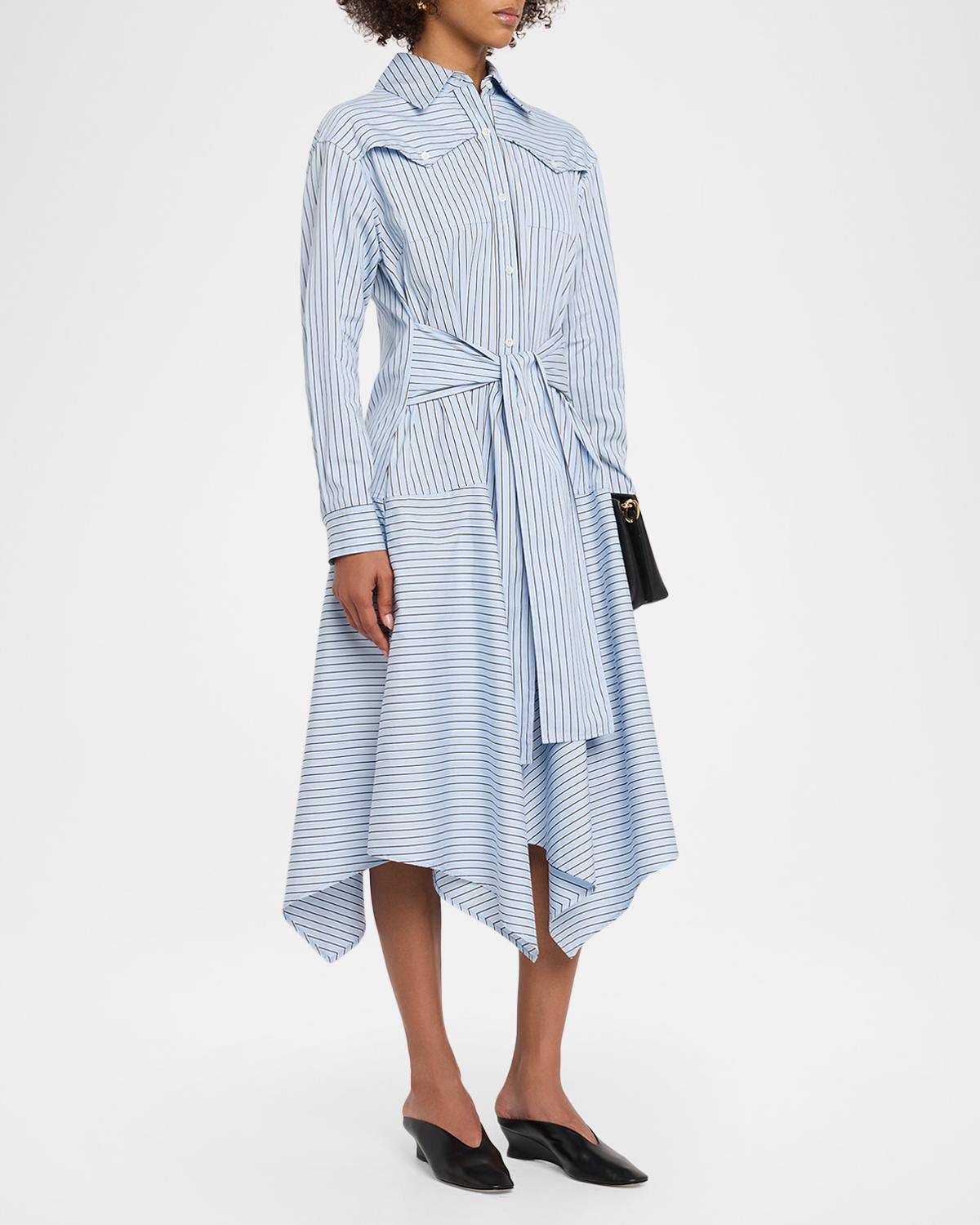 Striped Handkerchief Midi Shirtdress - thumbnail 4