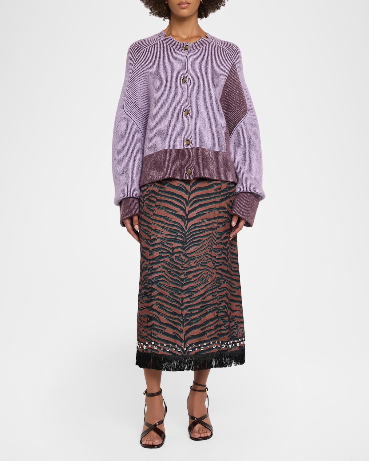 Studded Tiger-Print Midi Skirt - thumbnail 2