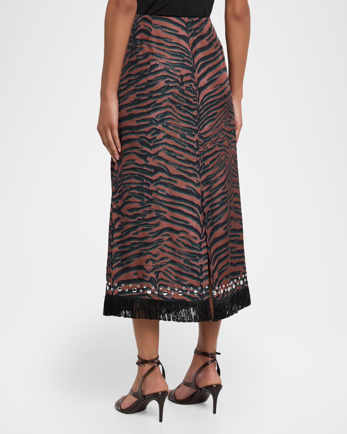 Studded Tiger-Print Midi Skirt - thumbnail 3