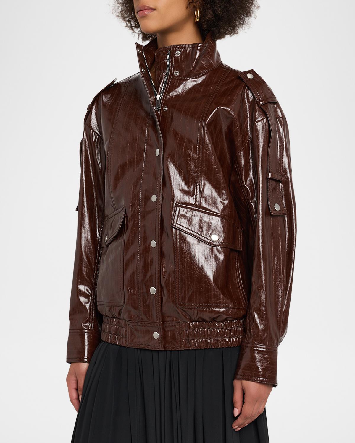 Textured Faux Leather Jacket - thumbnail 4