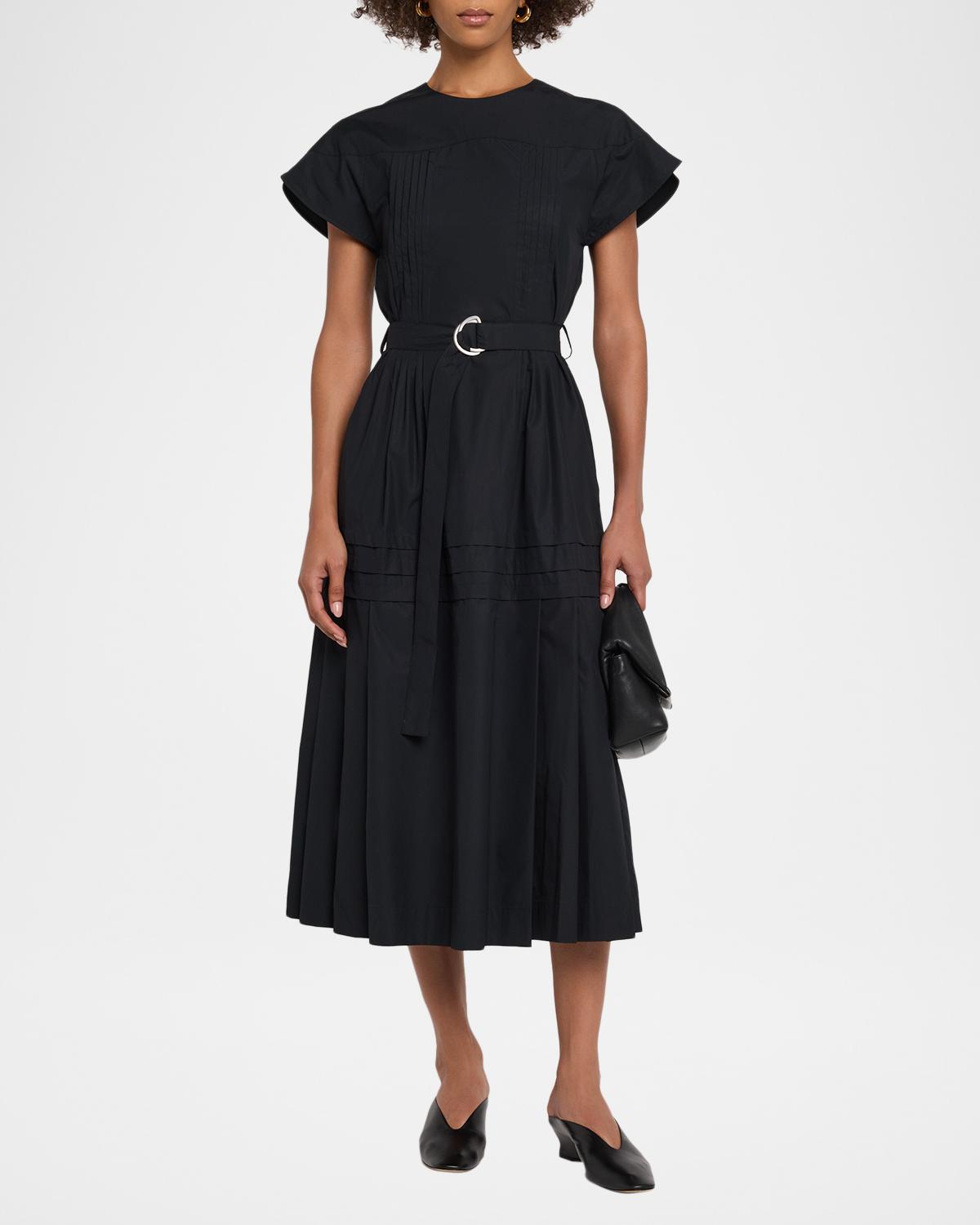 Pleated Poplin Midi Dress - thumbnail 2