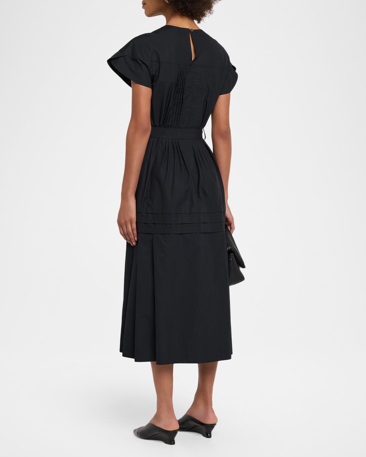 Pleated Poplin Midi Dress - thumbnail 3
