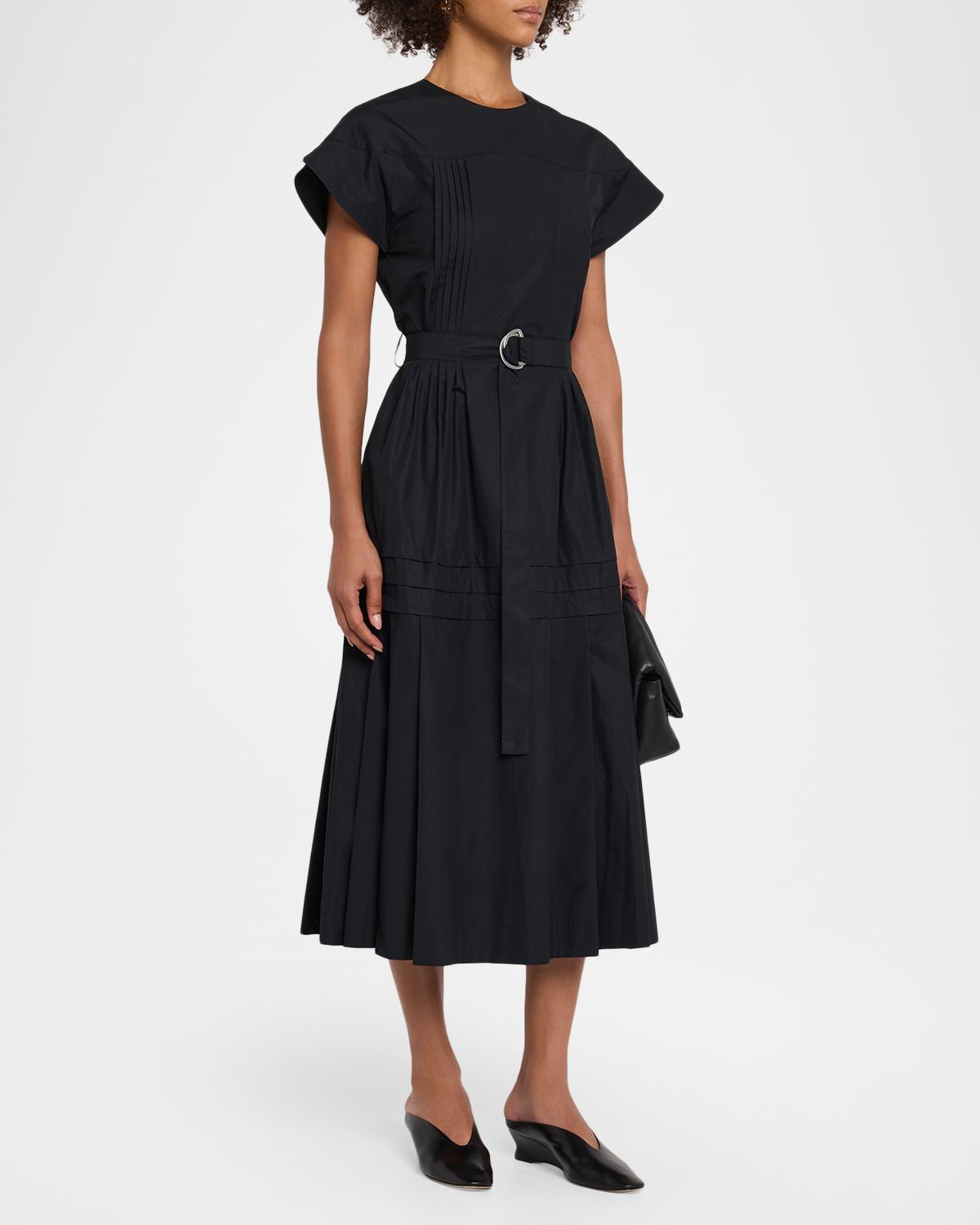 Pleated Poplin Midi Dress - thumbnail 4