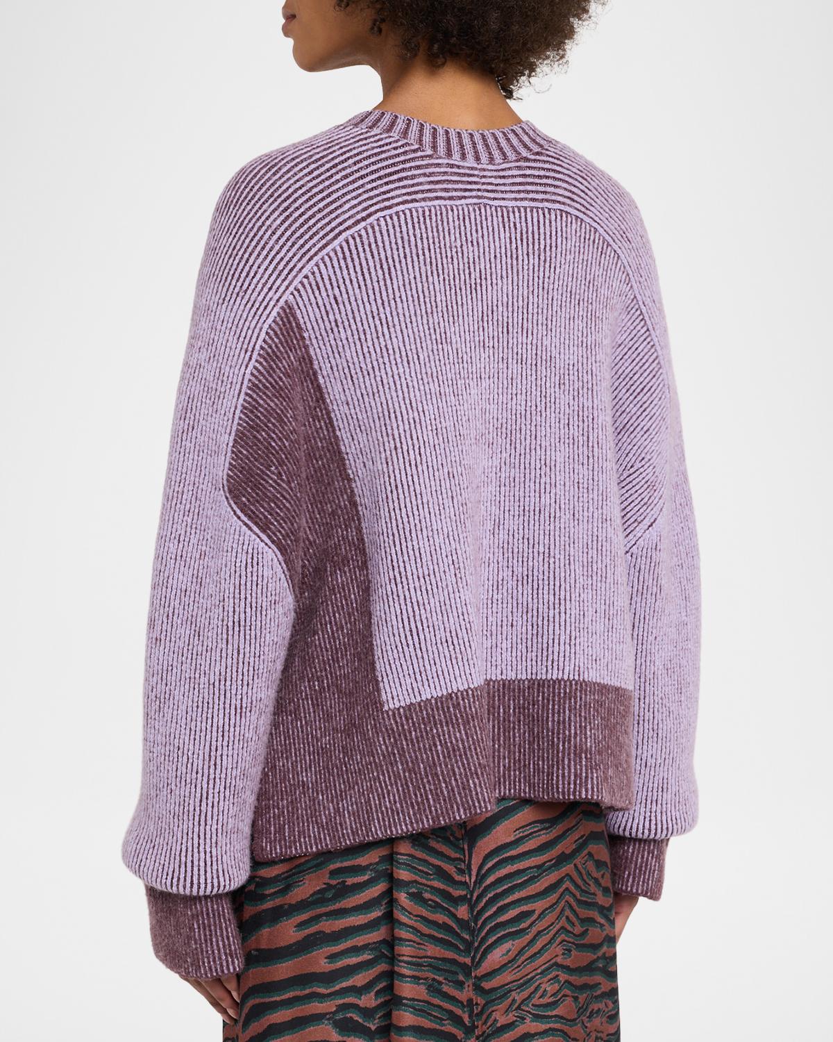 Oversized Bi-Color Alpaca-Blend Cardigan - thumbnail 3