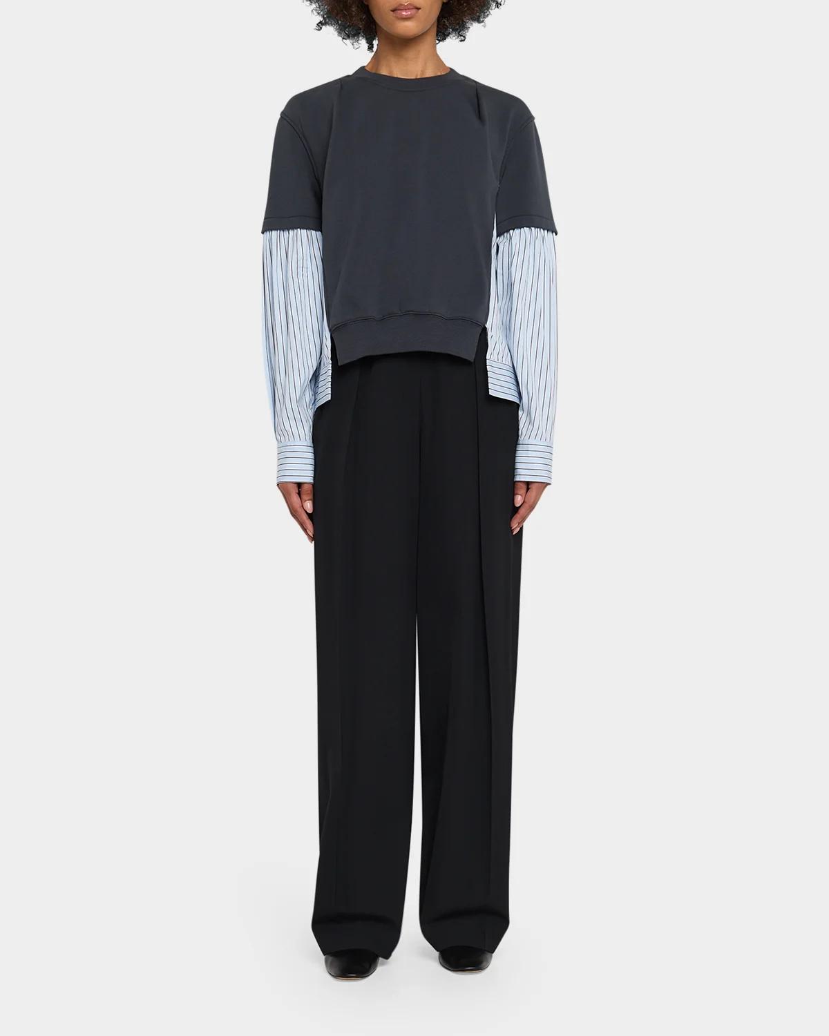 Mixed-Media Layered Sweatshirt - thumbnail 2