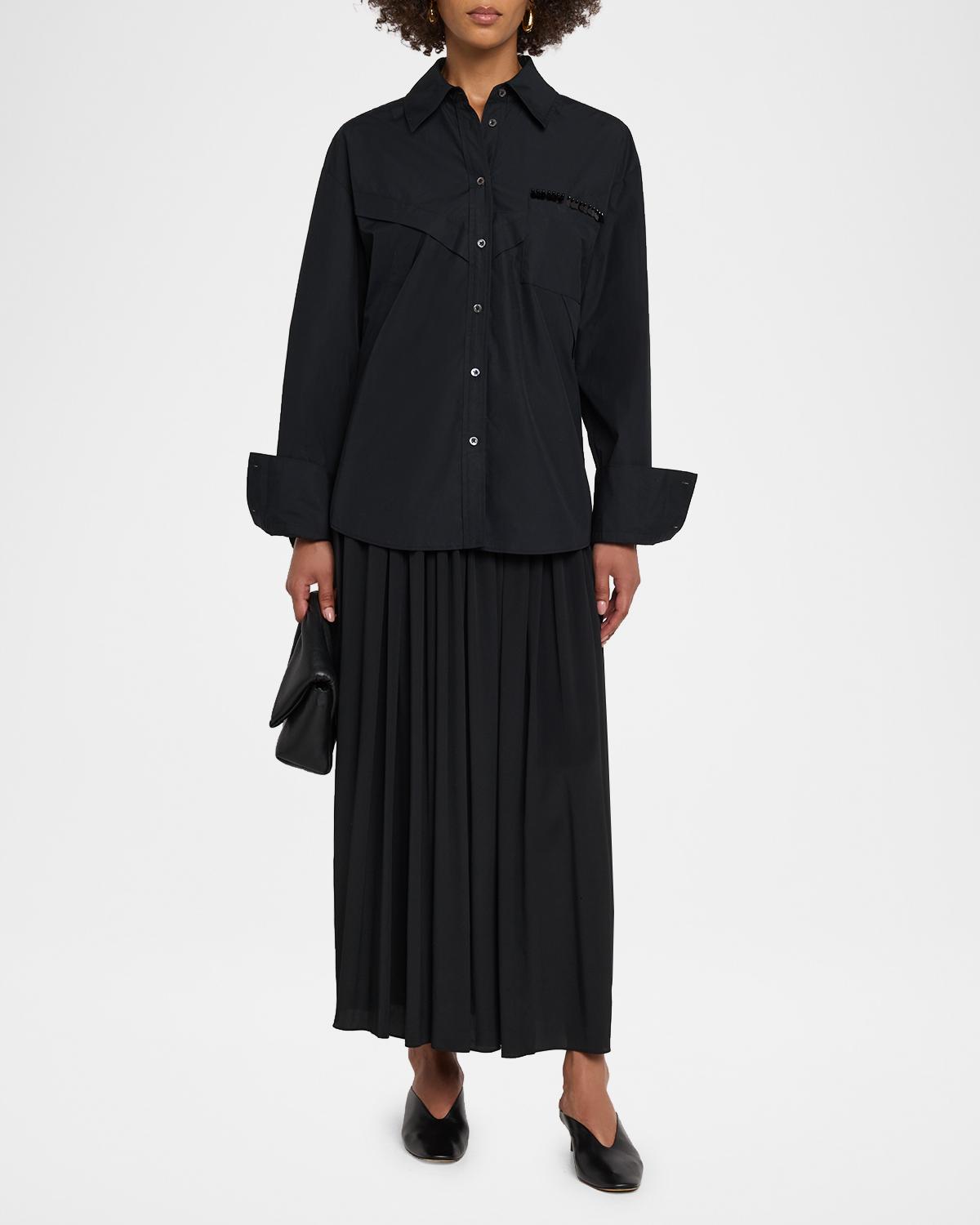 Embellished Oversized Poplin Shirt - thumbnail 2