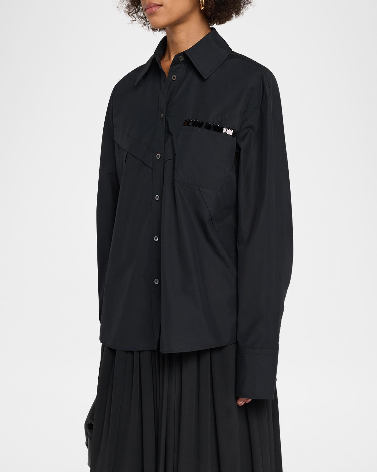 Embellished Oversized Poplin Shirt - thumbnail 4