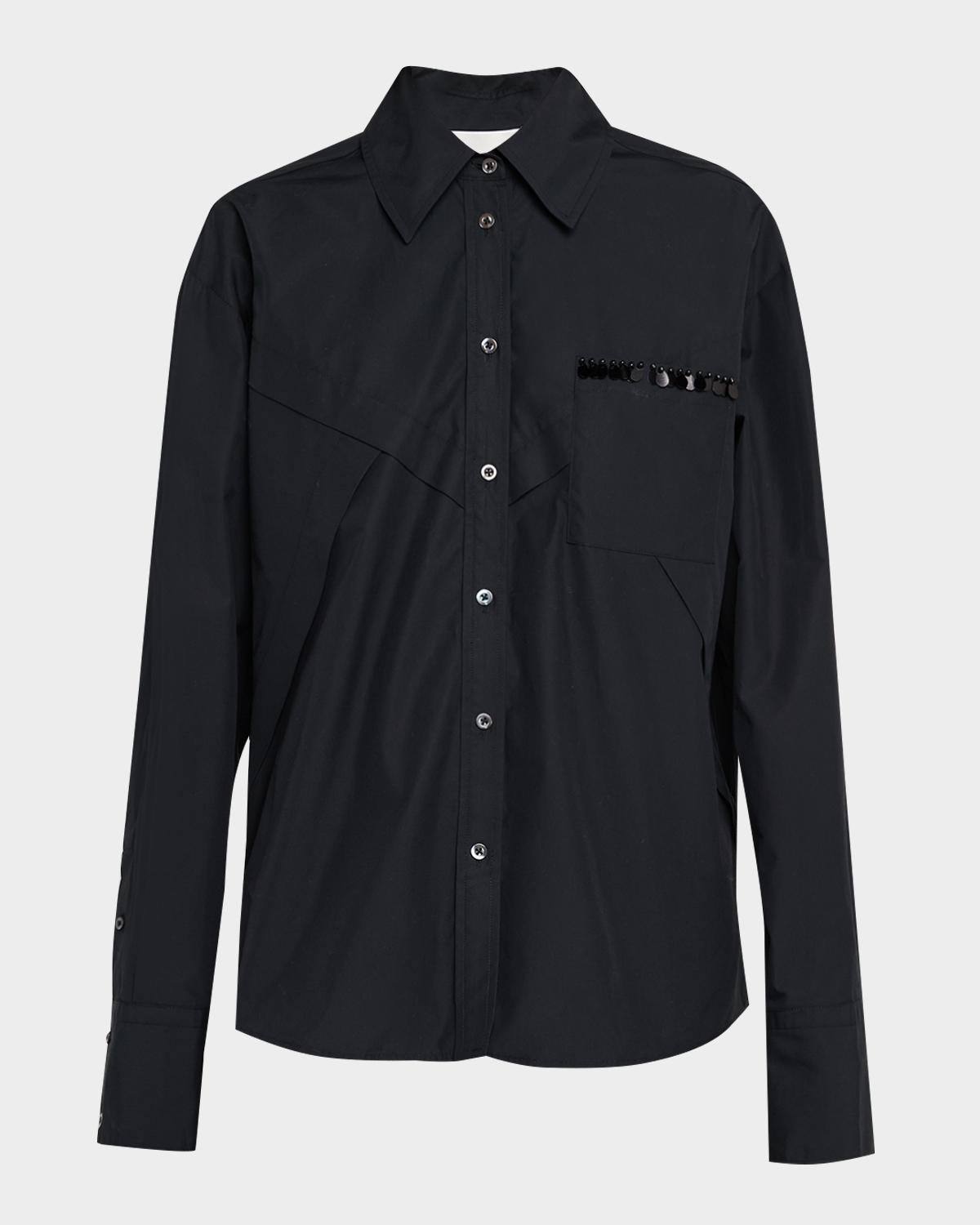 Embellished Oversized Poplin Shirt