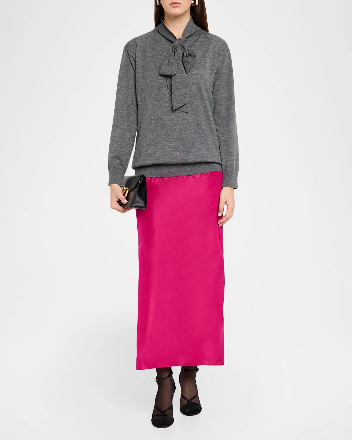 Neck-Scarf Wool Knit Sweater - thumbnail 2