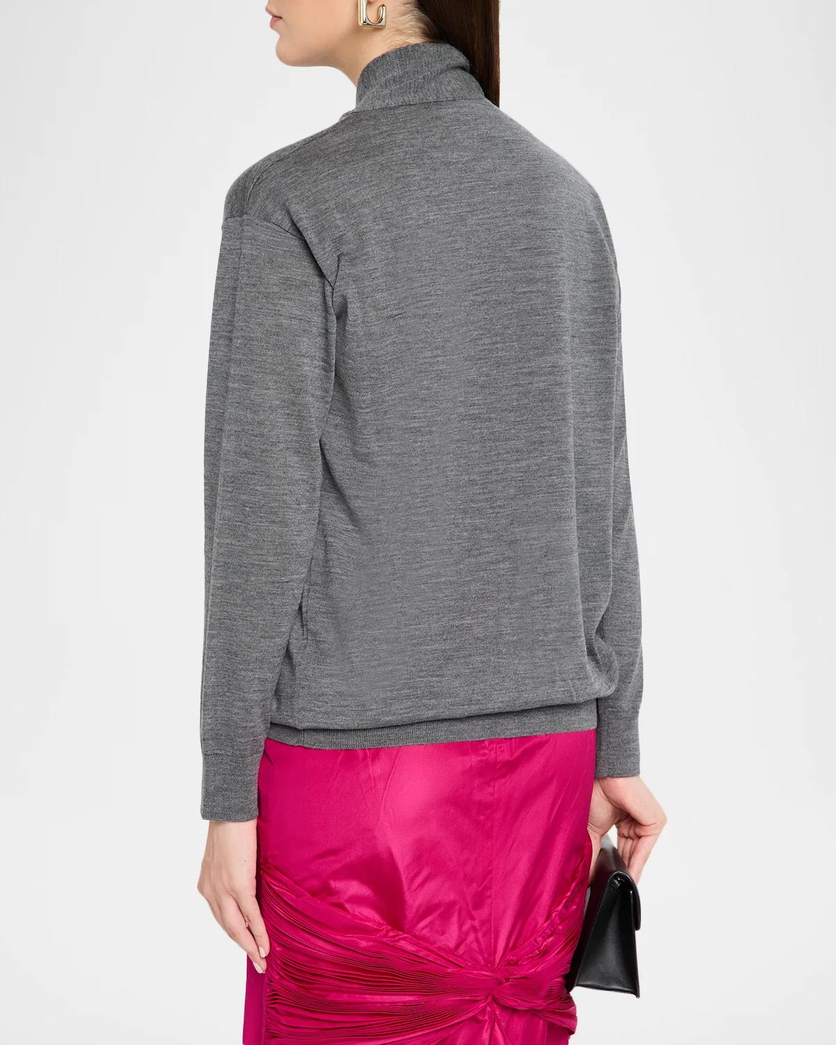 Neck-Scarf Wool Knit Sweater - thumbnail 3