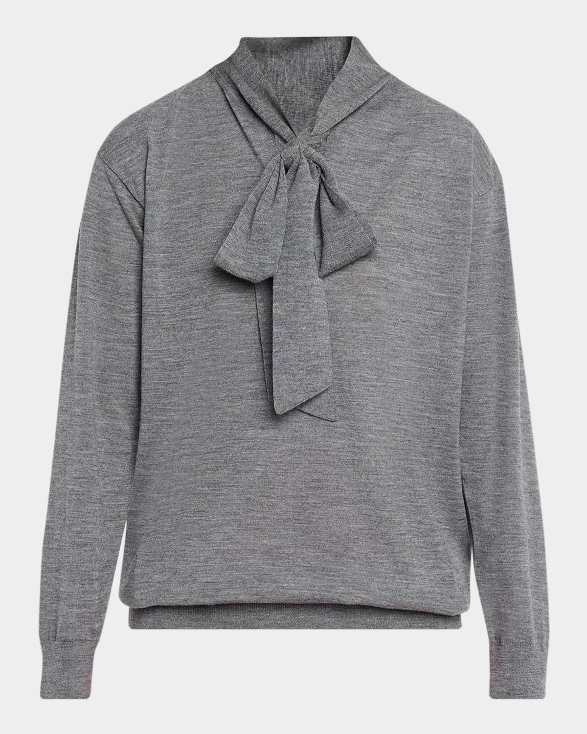 Neck-Scarf Wool Knit Sweater