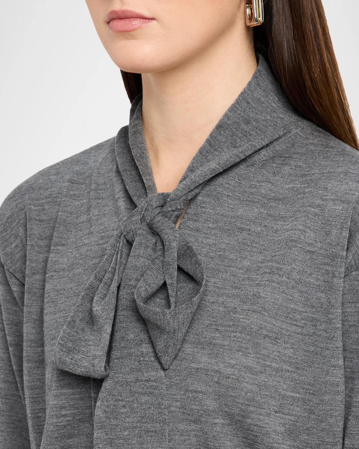 Neck-Scarf Wool Knit Sweater - thumbnail 5