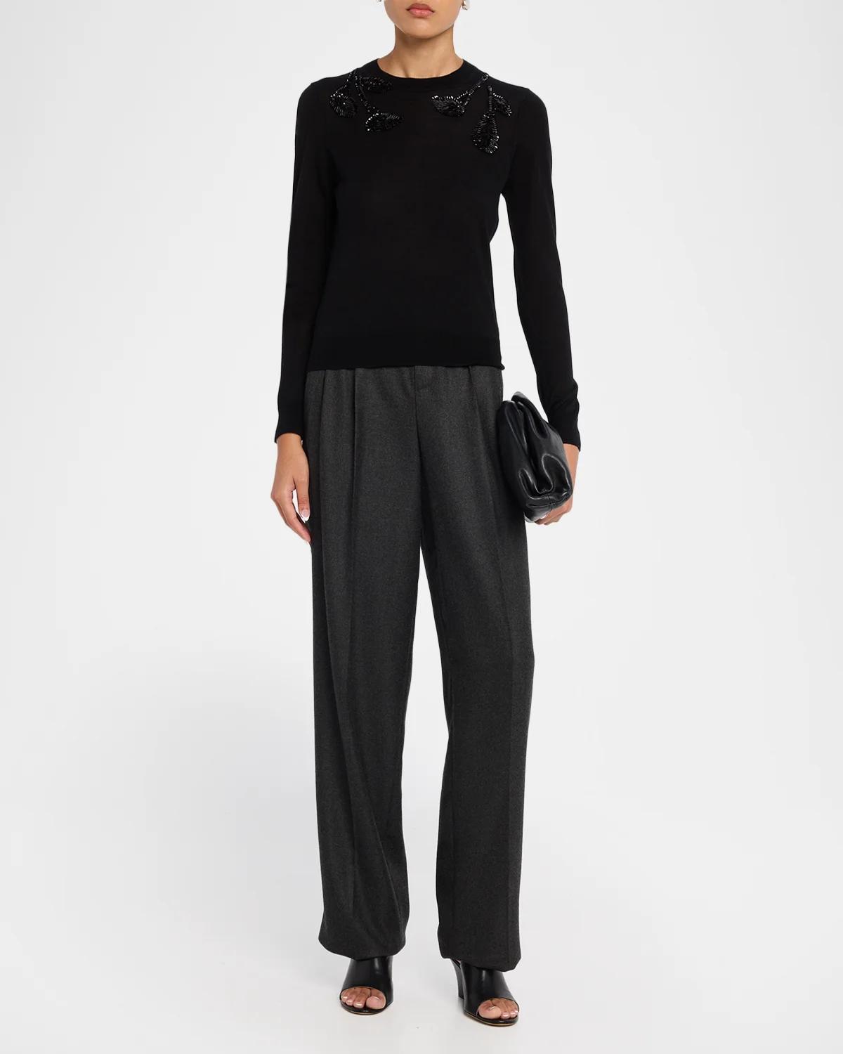 Embroidered Wool &amp; Silk-Blend Long-Sleeve Sweater - thumbnail 2
